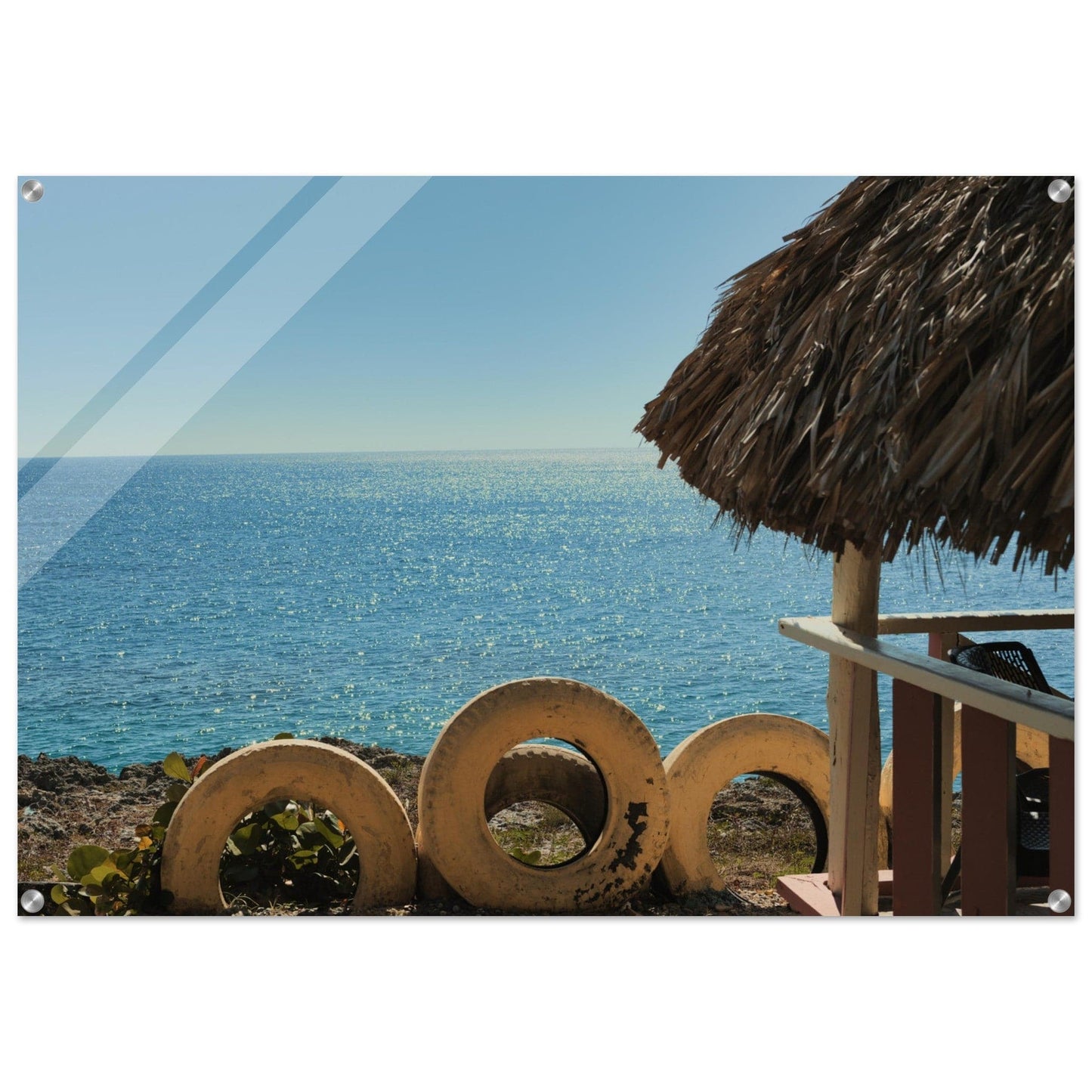 Beach and Tire Acrylic Caribbean Wall Art Home Restaurant Office Decor - Pixio.Co