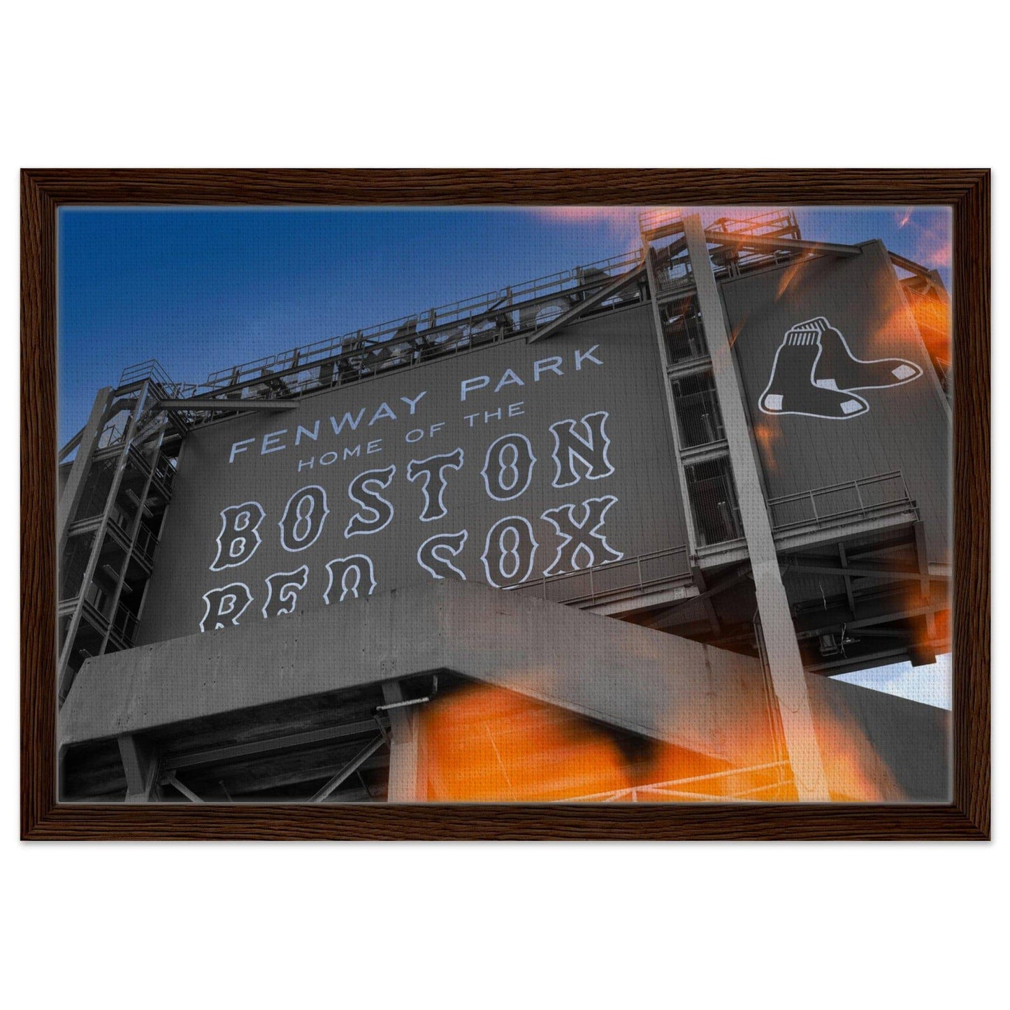 Fenway Home of Boston Sun Burst Wooden Framed Massachusetts Red Sox Wall Art Home Office Business Commercial Decor Pixio.Co - Pixio.Co