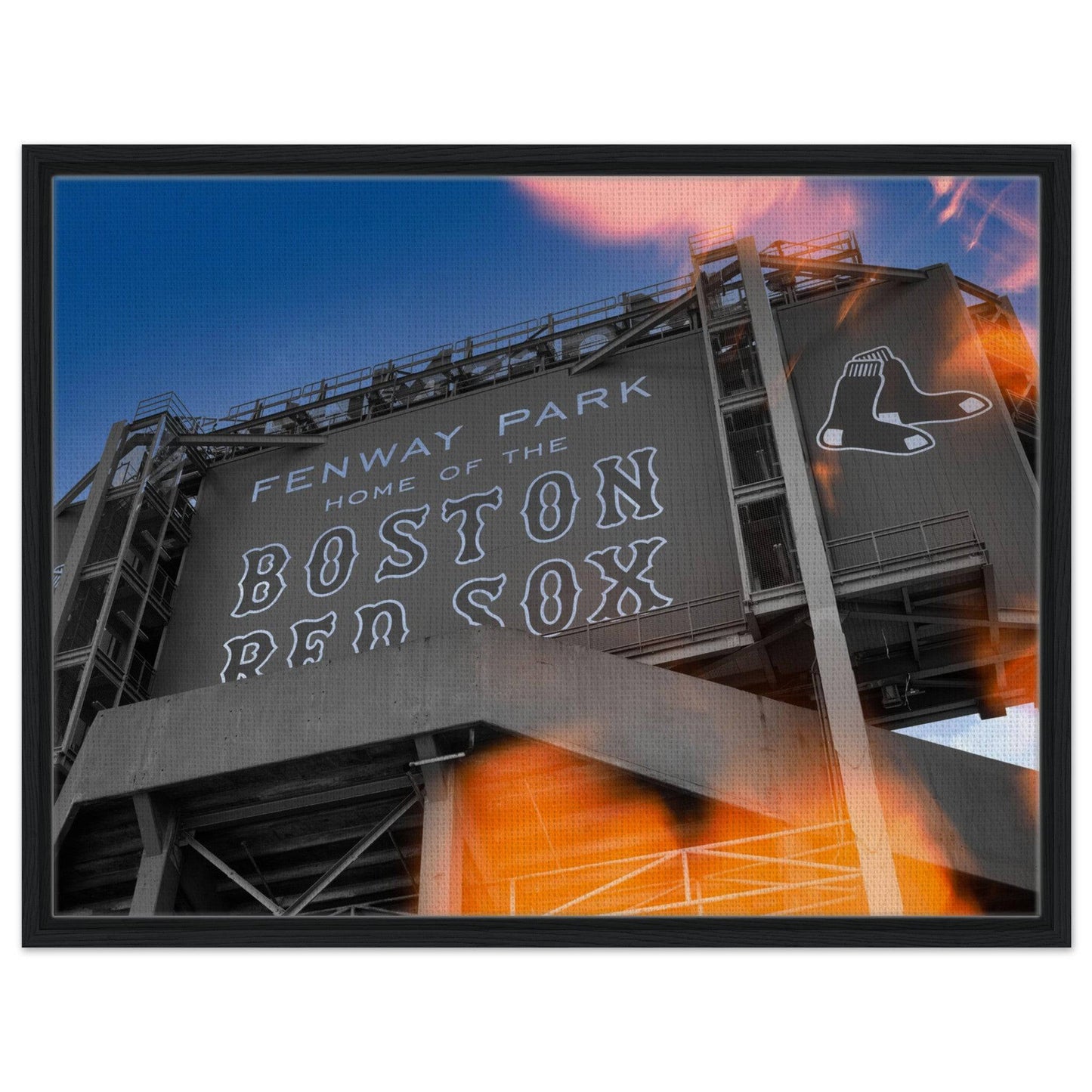 Fenway Home of Boston Sun Burst Wooden Framed Massachusetts Red Sox Wall Art Home Office Business Commercial Decor Pixio.Co - Pixio.Co