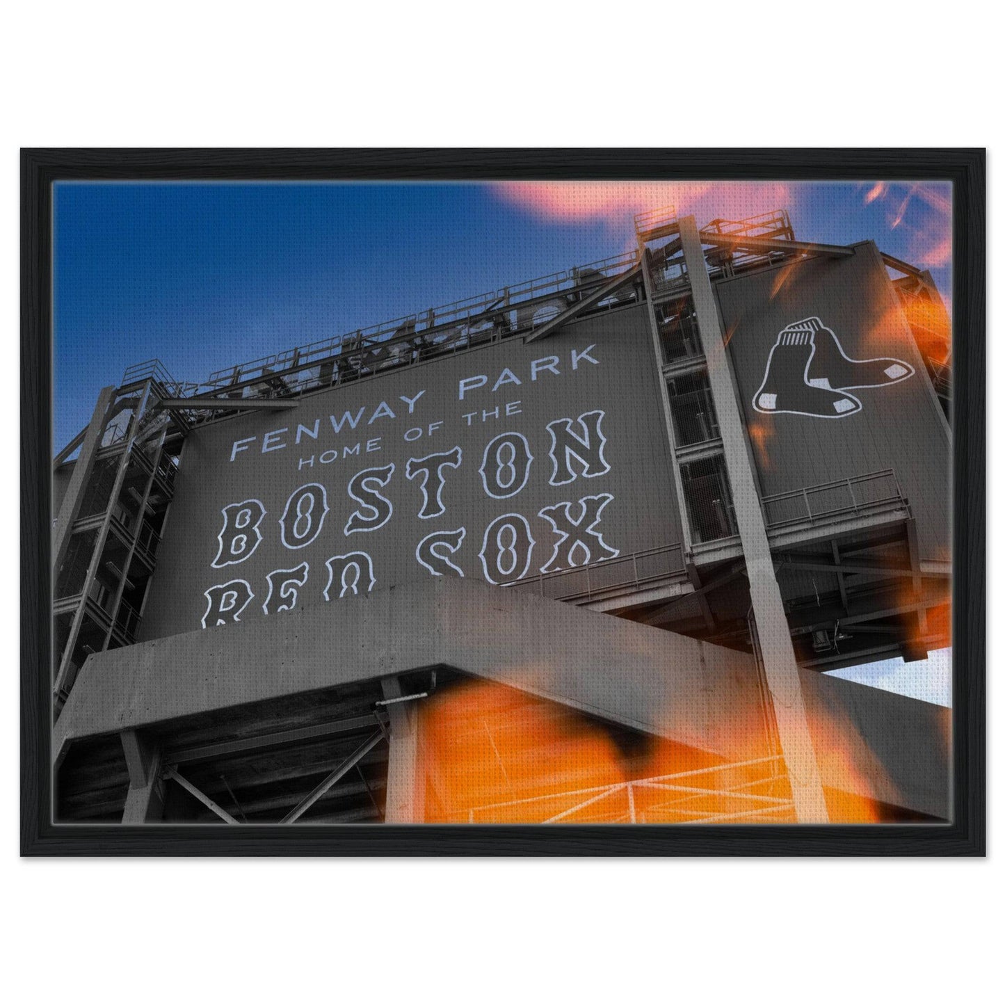 Fenway Home of Boston Sun Burst Wooden Framed Massachusetts Red Sox Wall Art Home Office Business Commercial Decor Pixio.Co - Pixio.Co