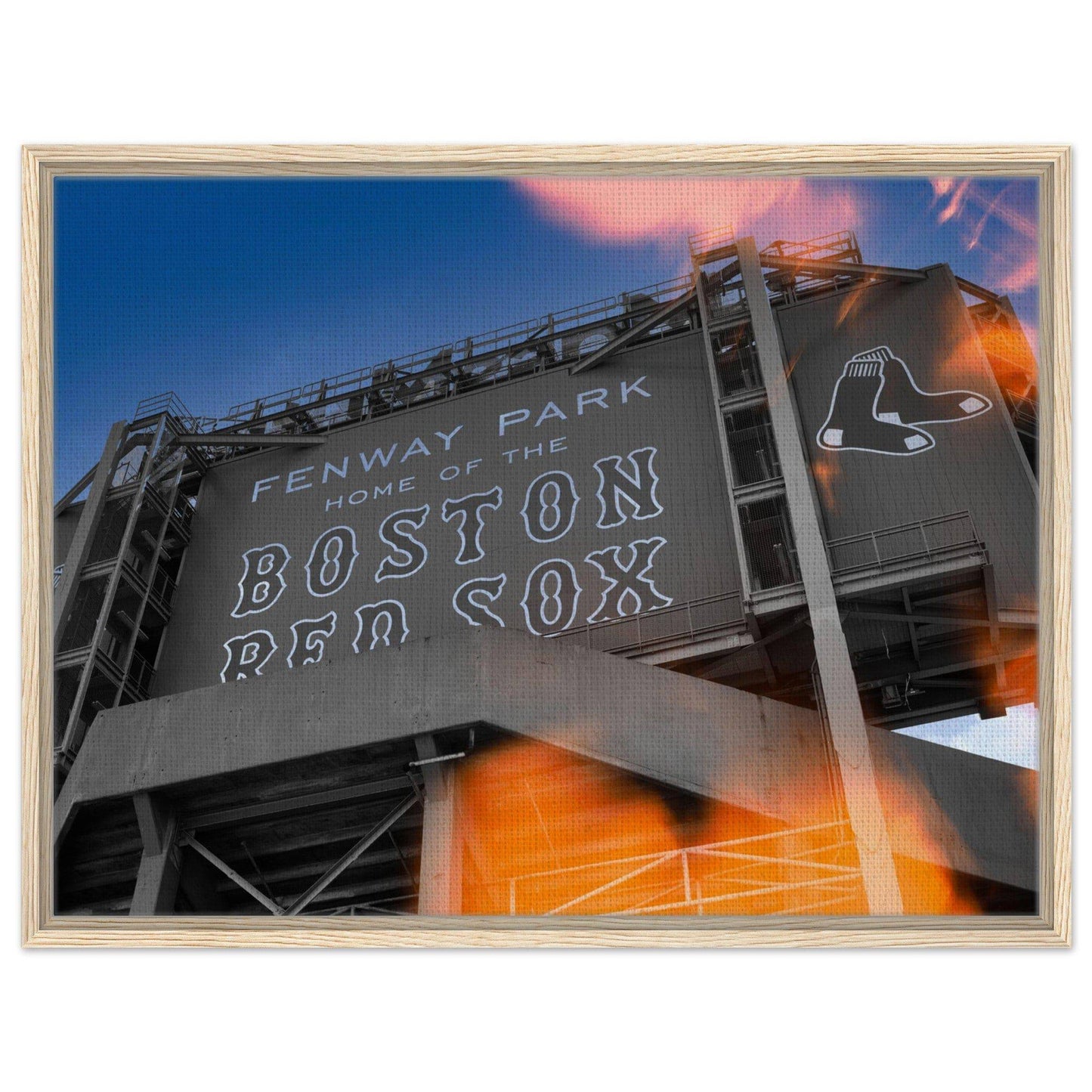 Fenway Home of Boston Sun Burst Wooden Framed Massachusetts Red Sox Wall Art Home Office Business Commercial Decor Pixio.Co - Pixio.Co