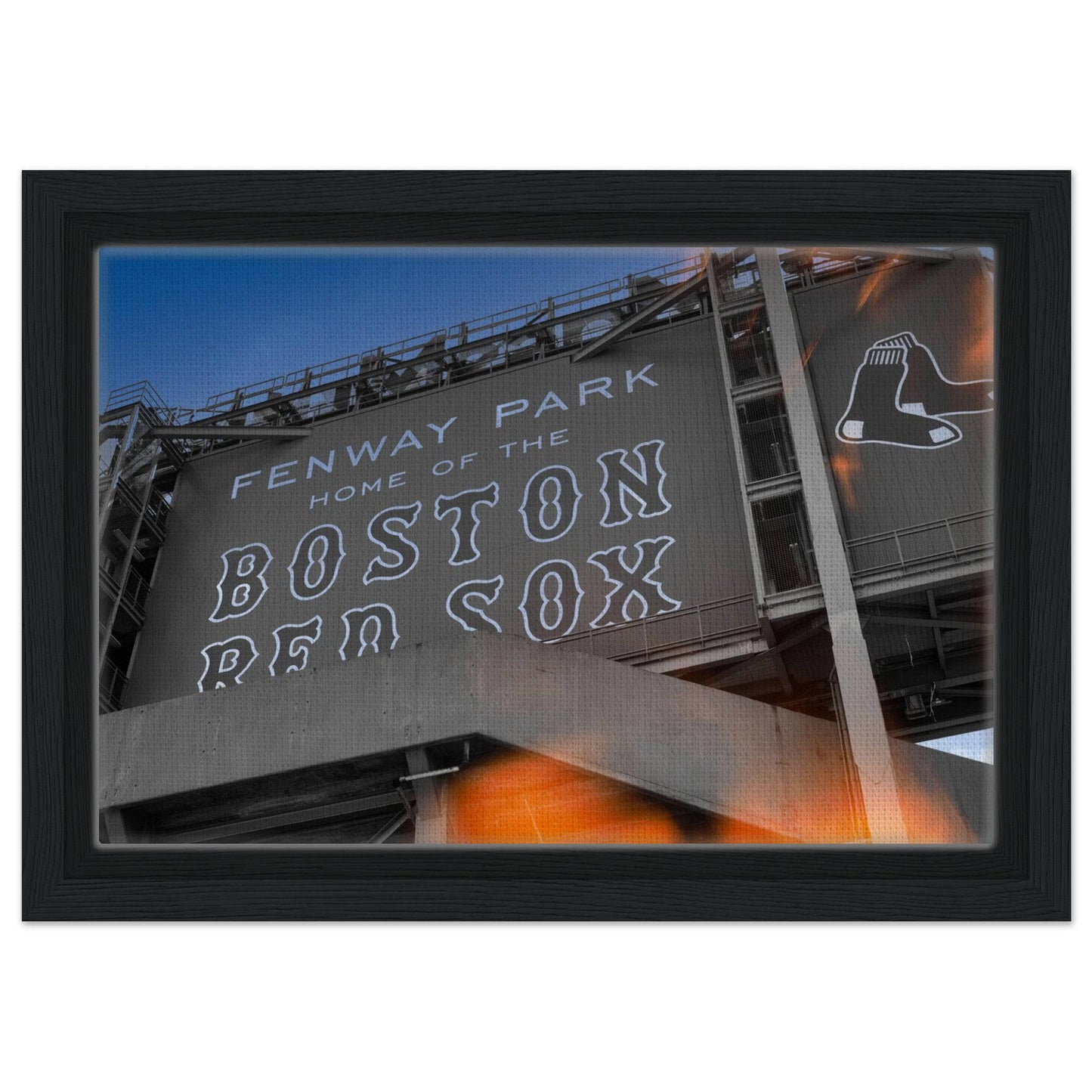 Fenway Home of Boston Sun Burst Wooden Framed Massachusetts Red Sox Wall Art Home Office Business Commercial Decor Pixio.Co - Pixio.Co