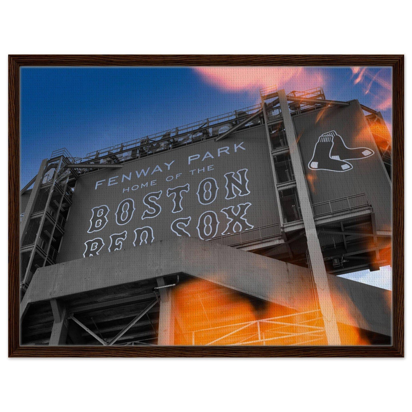 Fenway Home of Boston Sun Burst Wooden Framed Massachusetts Red Sox Wall Art Home Office Business Commercial Decor Pixio.Co - Pixio.Co