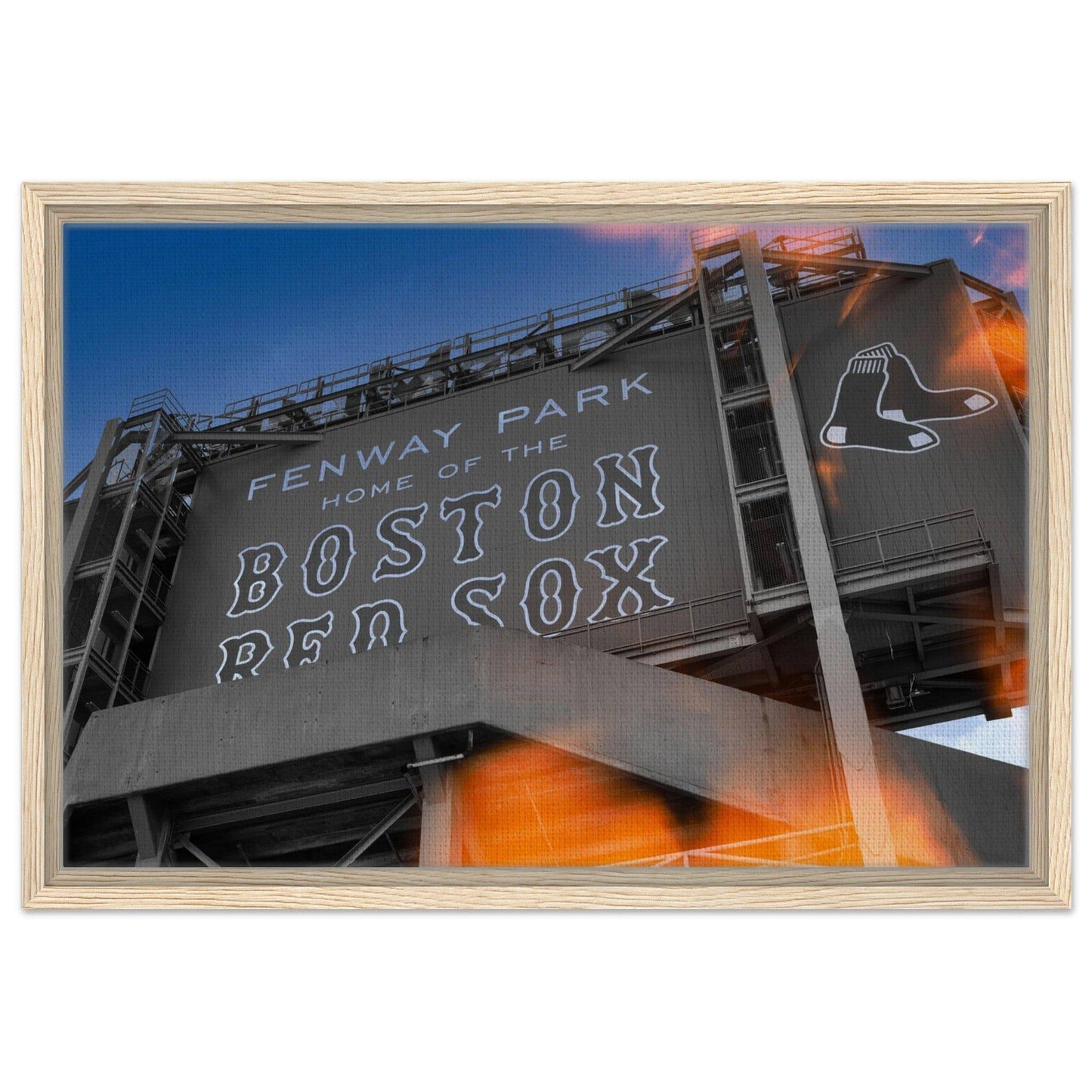 Fenway Home of Boston Sun Burst Wooden Framed Massachusetts Red Sox Wall Art Home Office Business Commercial Decor Pixio.Co - Pixio.Co