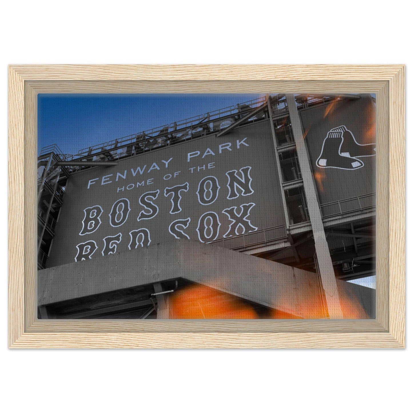 Fenway Home of Boston Sun Burst Wooden Framed Massachusetts Red Sox Wall Art Home Office Business Commercial Decor Pixio.Co - Pixio.Co