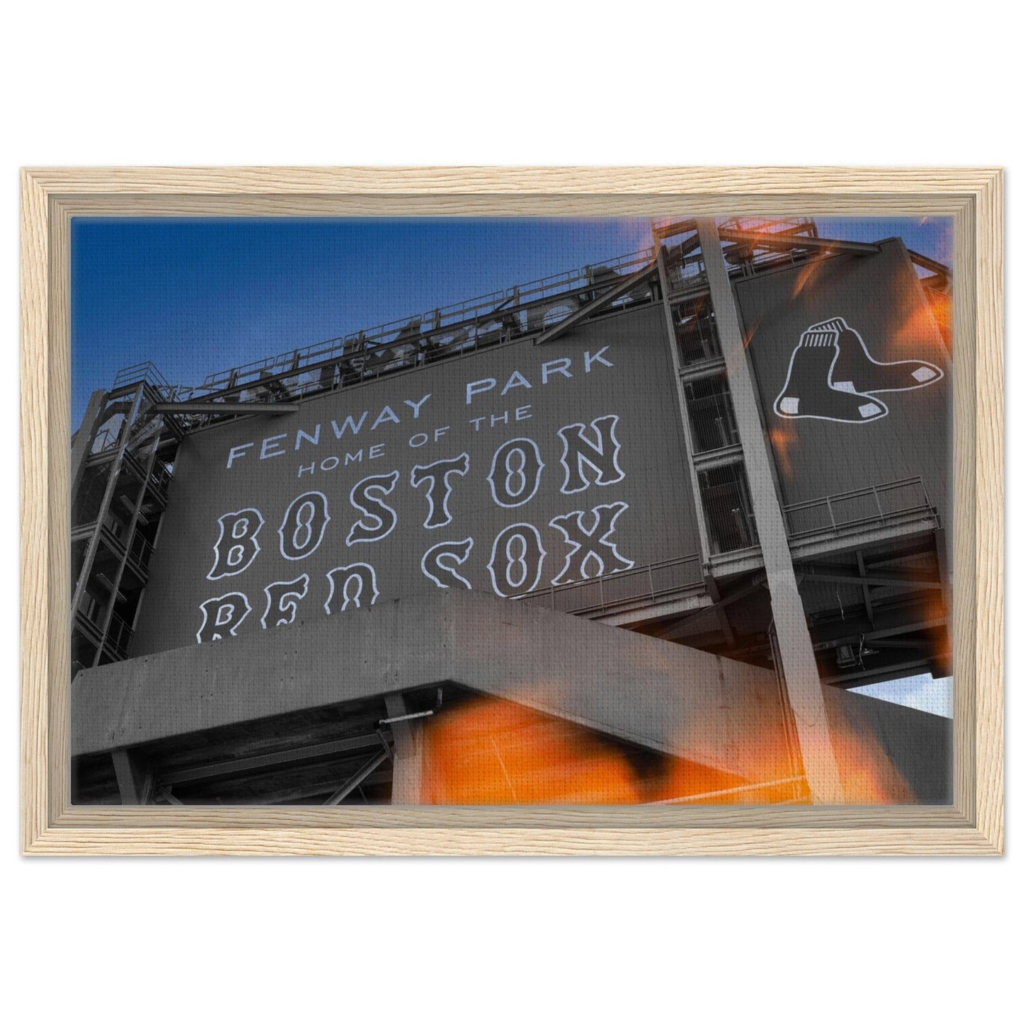 Fenway Home of Boston Sun Burst Wooden Framed Massachusetts Red Sox Wall Art Home Office Business Commercial Decor Pixio.Co - Pixio.Co