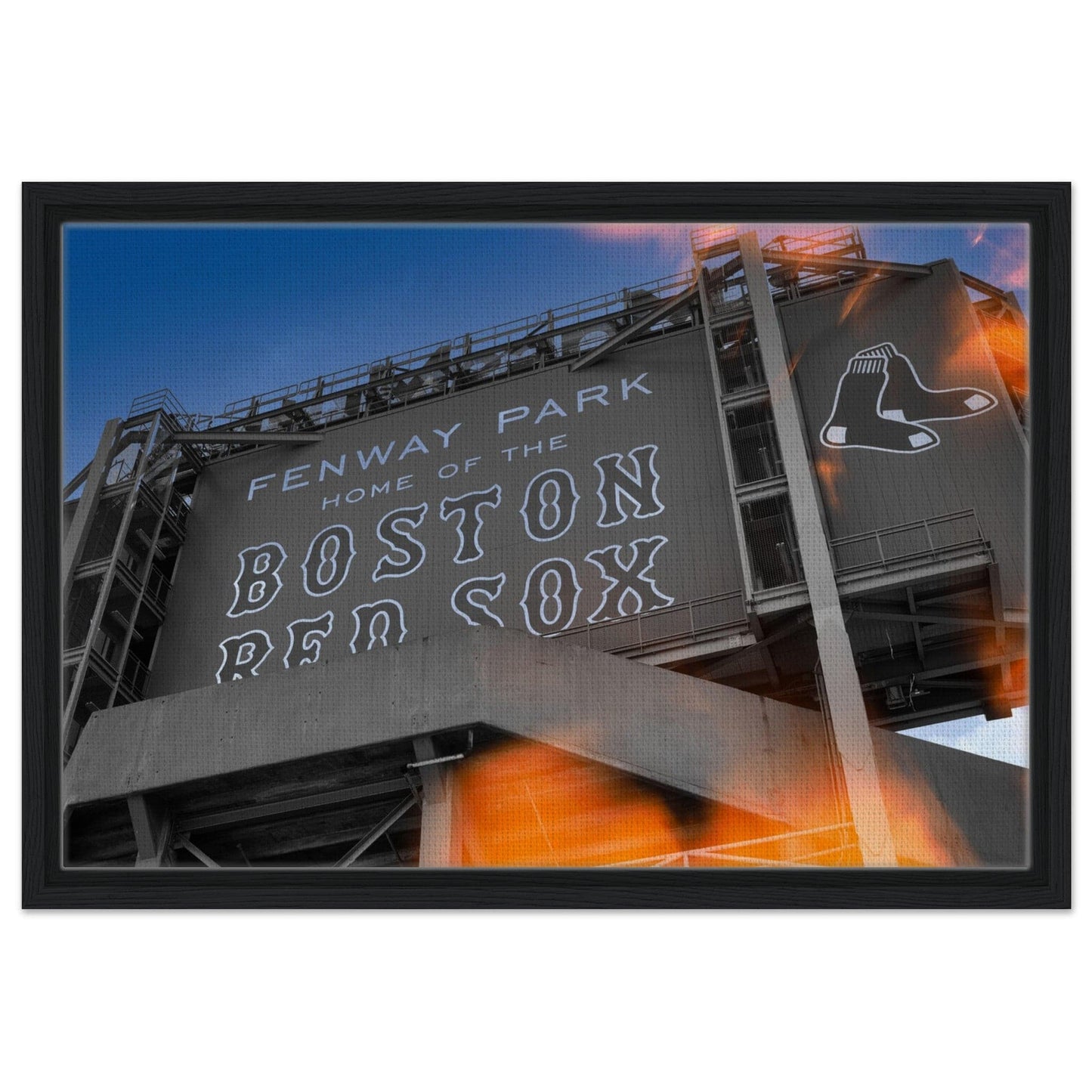 Fenway Home of Boston Sun Burst Wooden Framed Massachusetts Red Sox Wall Art Home Office Business Commercial Decor Pixio.Co - Pixio.Co