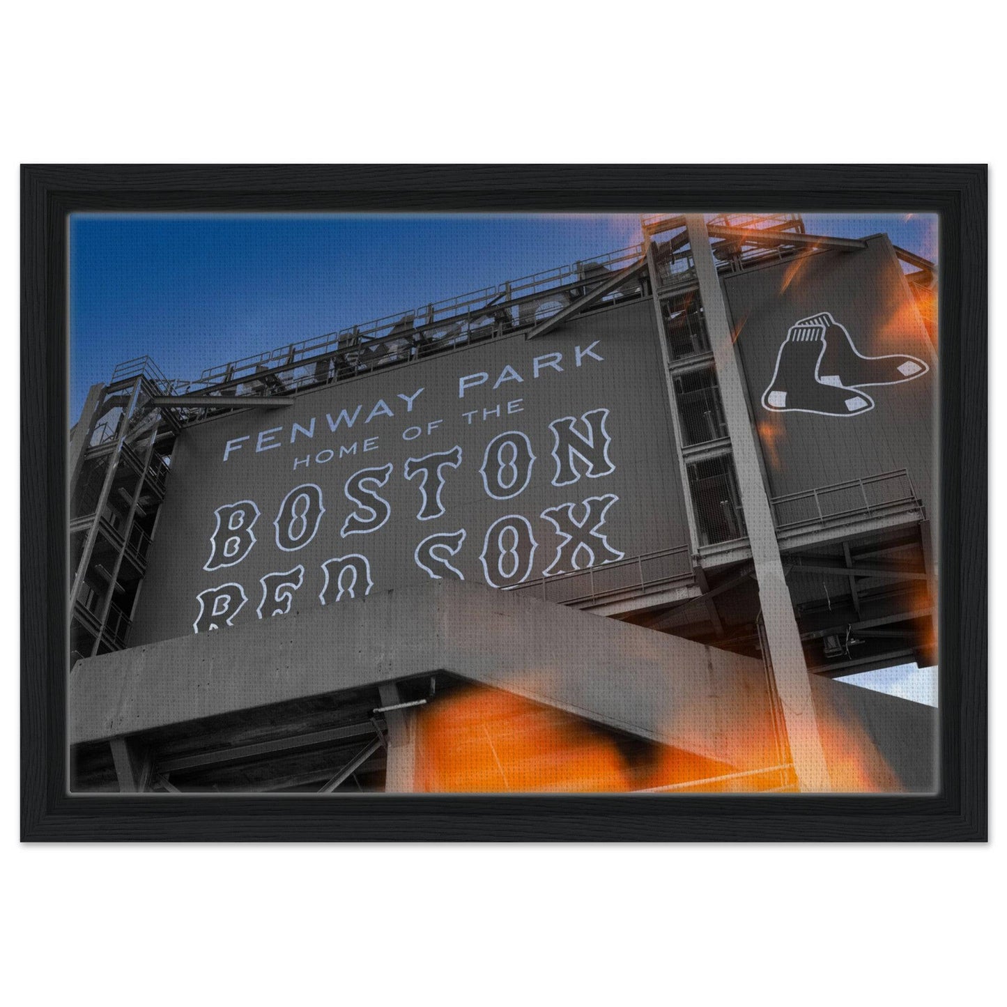 Fenway Home of Boston Sun Burst Wooden Framed Massachusetts Red Sox Wall Art Home Office Business Commercial Decor Pixio.Co - Pixio.Co