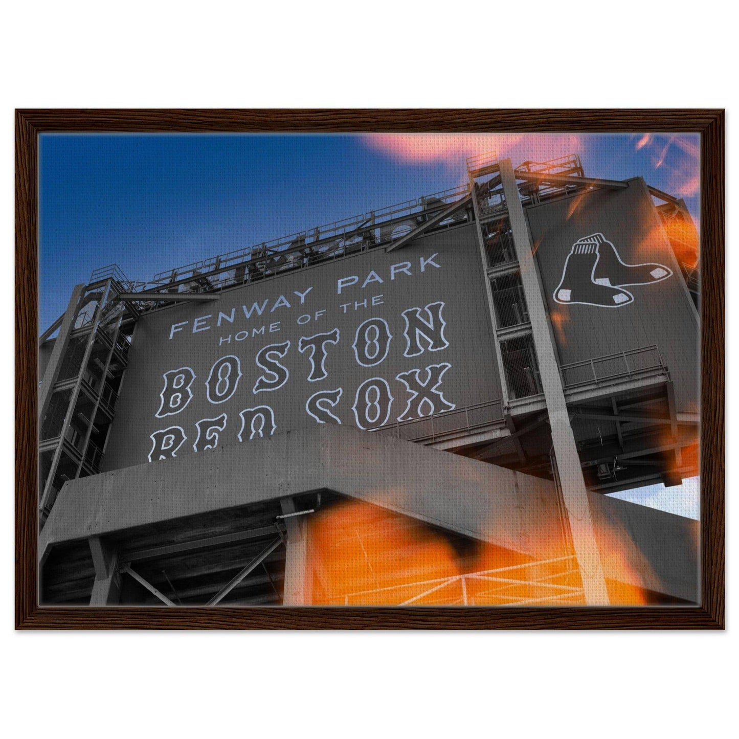 Fenway Home of Boston Sun Burst Wooden Framed Massachusetts Red Sox Wall Art Home Office Business Commercial Decor Pixio.Co - Pixio.Co