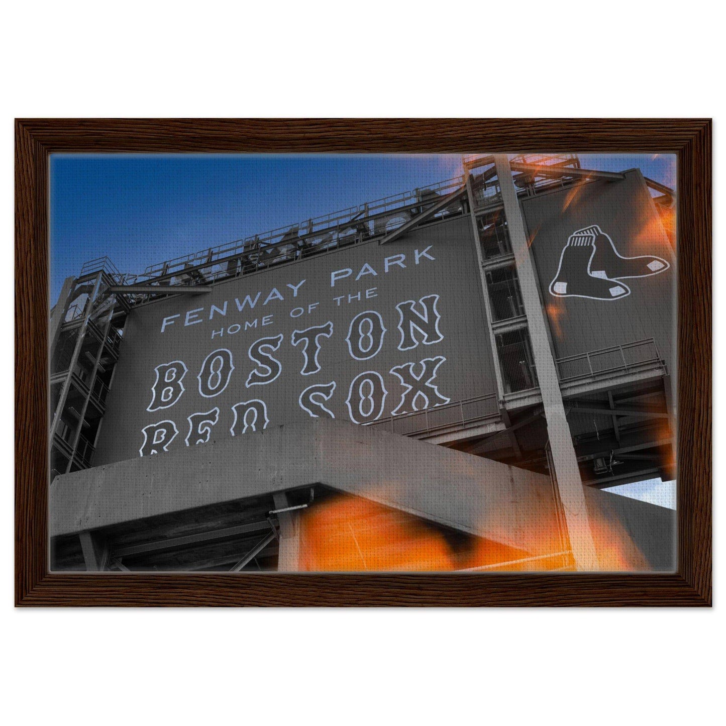 Fenway Home of Boston Sun Burst Wooden Framed Massachusetts Red Sox Wall Art Home Office Business Commercial Decor Pixio.Co - Pixio.Co