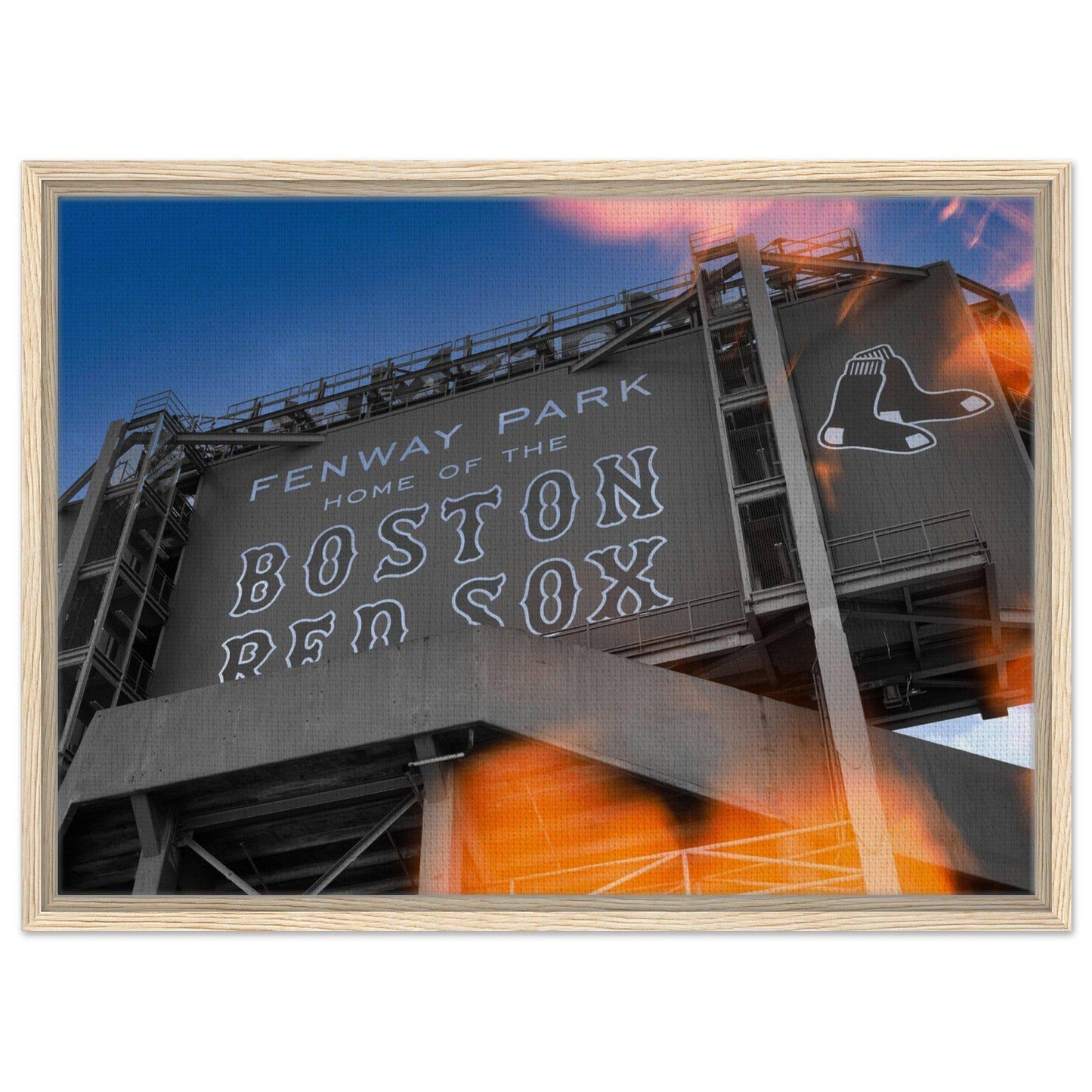 Fenway Home of Boston Sun Burst Wooden Framed Massachusetts Red Sox Wall Art Home Office Business Commercial Decor Pixio.Co - Pixio.Co