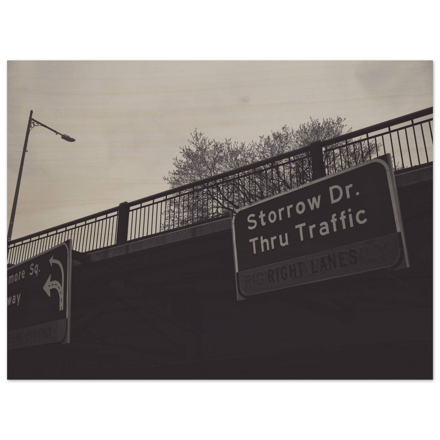 Boston Storrow Drive Black and White Wood Print poster Massachusetts Wall Art Home Office Business Commercial Decor Pixio.Co - Pixio.Co
