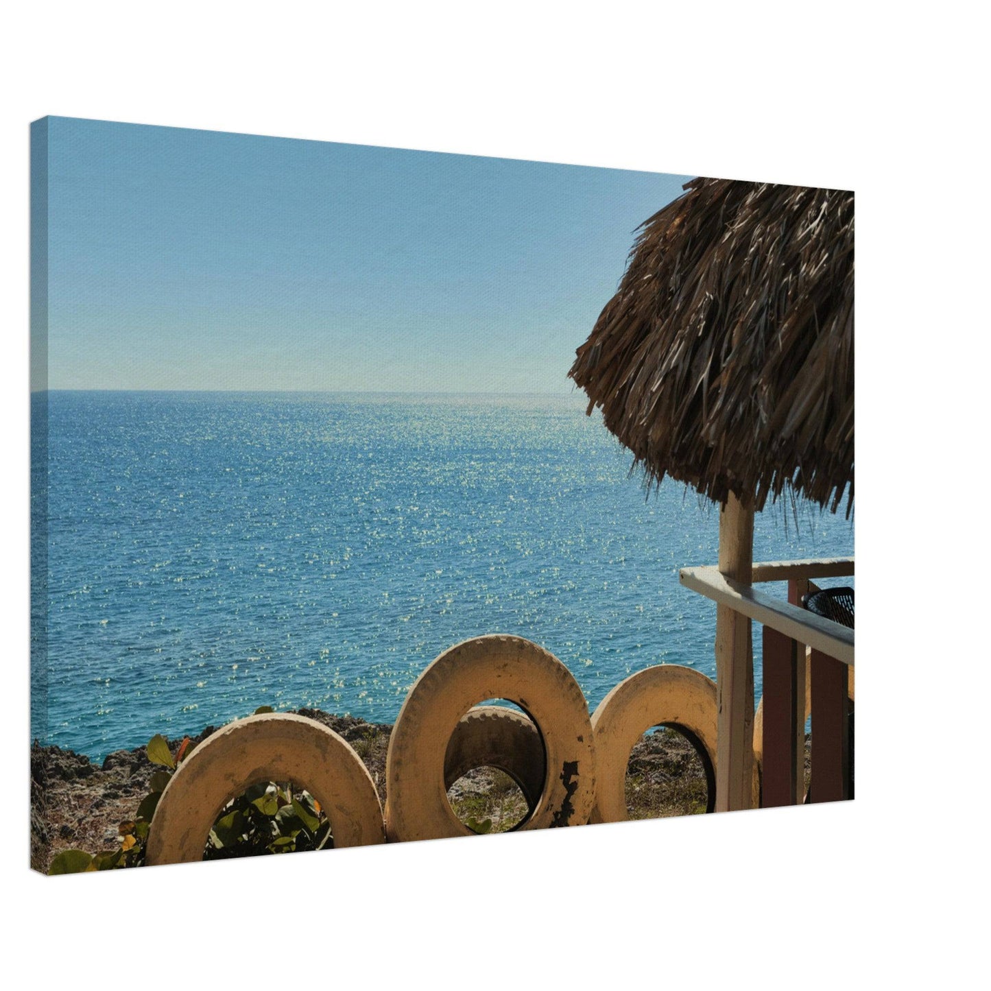 Beach and Tire Canvas Caribbean Wall Art Home Restaurant Office Decor - Pixio.Co
