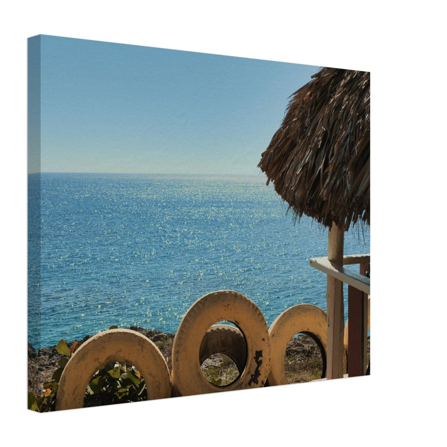 Beach and Tire Canvas Caribbean Wall Art Home Restaurant Office Decor - Pixio.Co