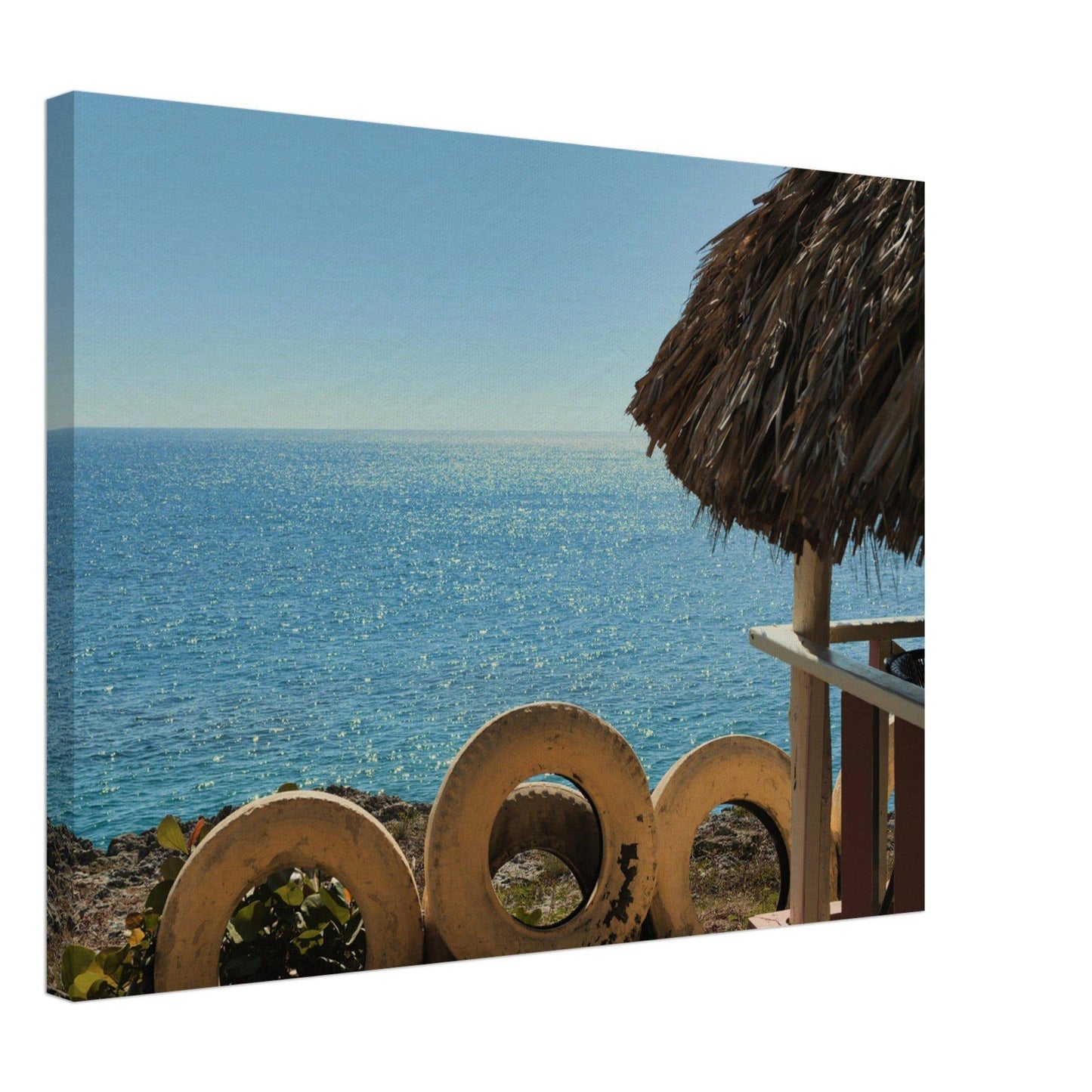 Beach and Tire Canvas Caribbean Wall Art Home Restaurant Office Decor - Pixio.Co