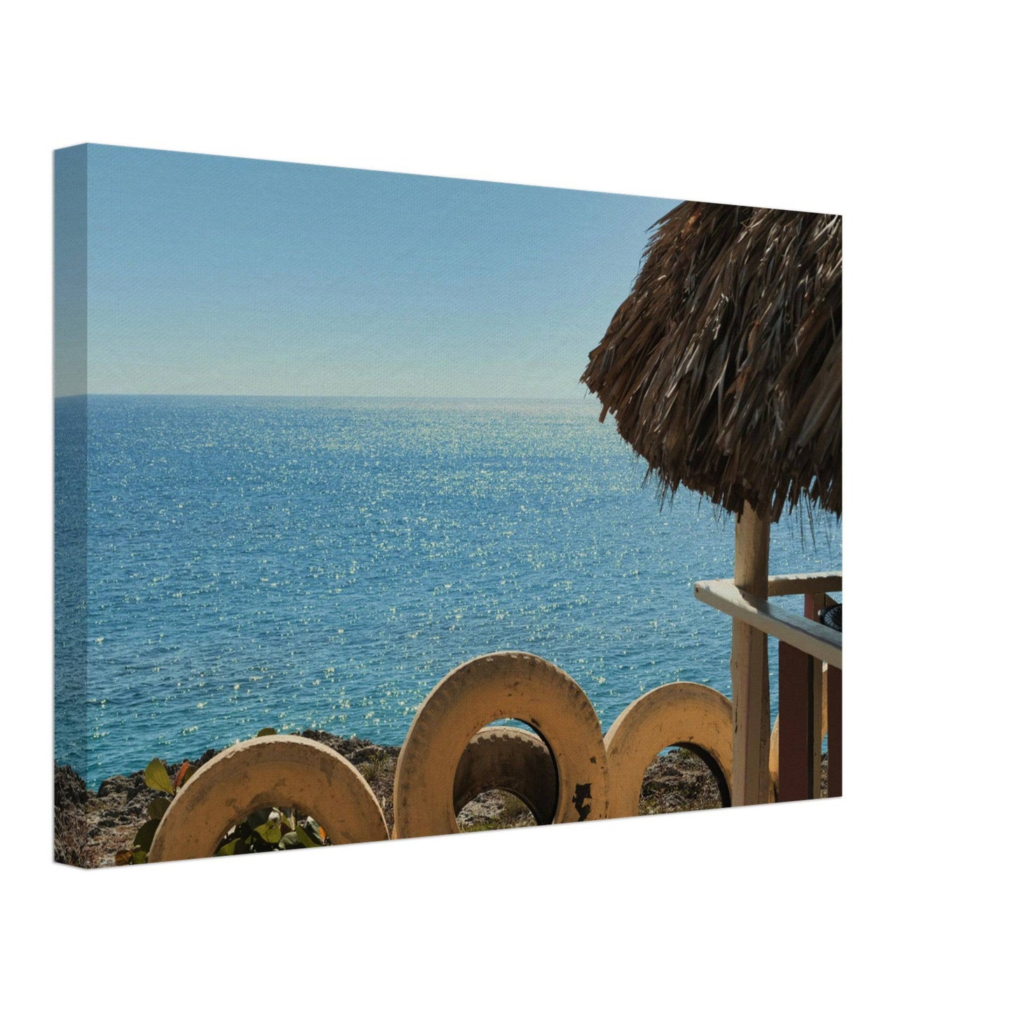Beach and Tire Canvas Caribbean Wall Art Home Restaurant Office Decor - Pixio.Co