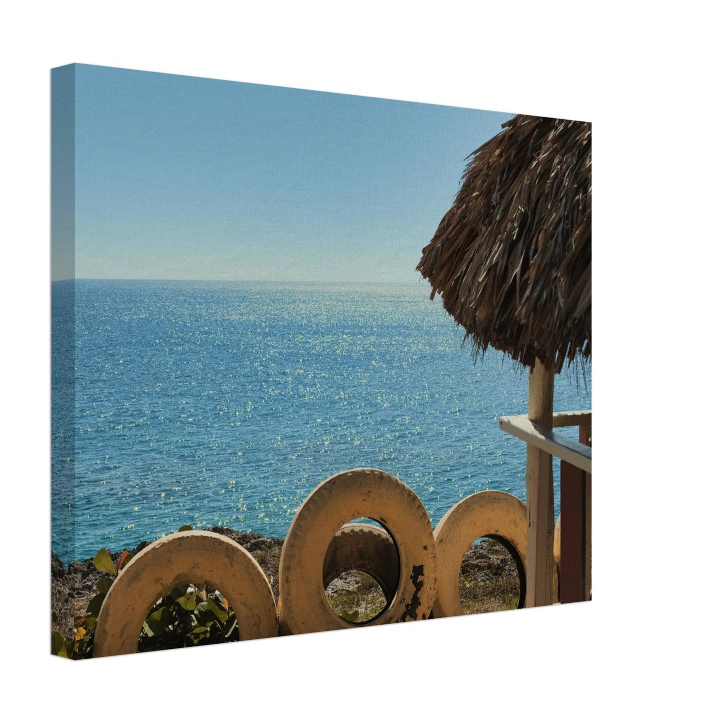 Beach and Tire Canvas Caribbean Wall Art Home Restaurant Office Decor - Pixio.Co