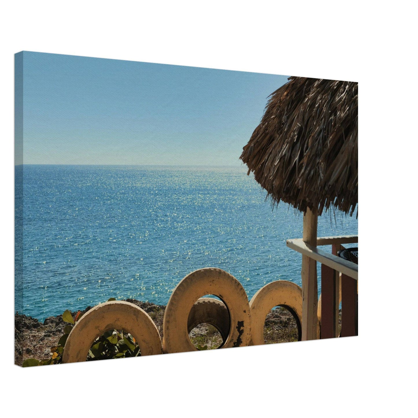 Beach and Tire Canvas Caribbean Wall Art Home Restaurant Office Decor - Pixio.Co