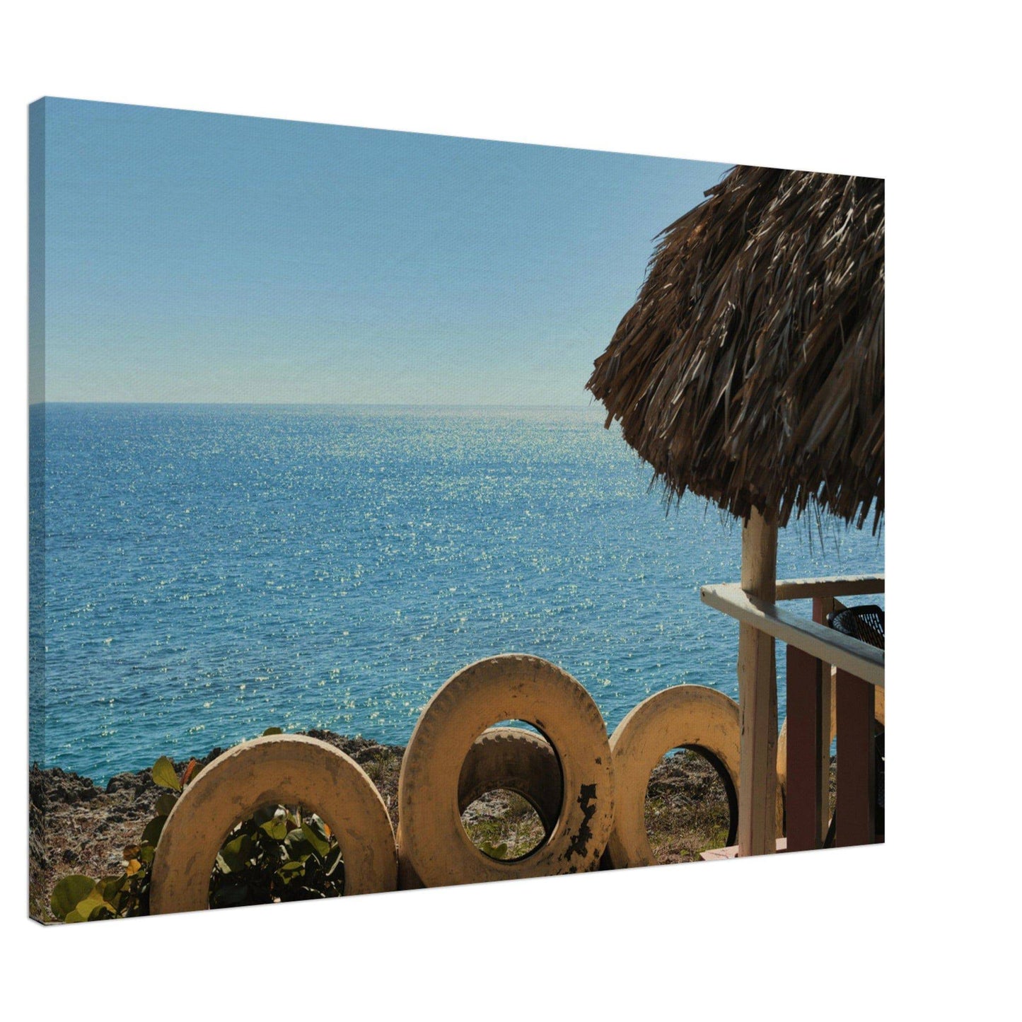 Beach and Tire Canvas Caribbean Wall Art Home Restaurant Office Decor - Pixio.Co