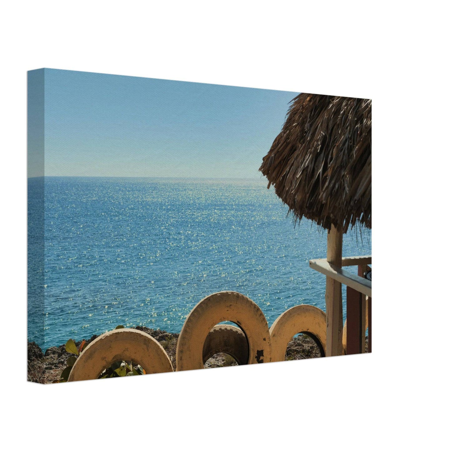 Beach and Tire Canvas Caribbean Wall Art Home Restaurant Office Decor - Pixio.Co