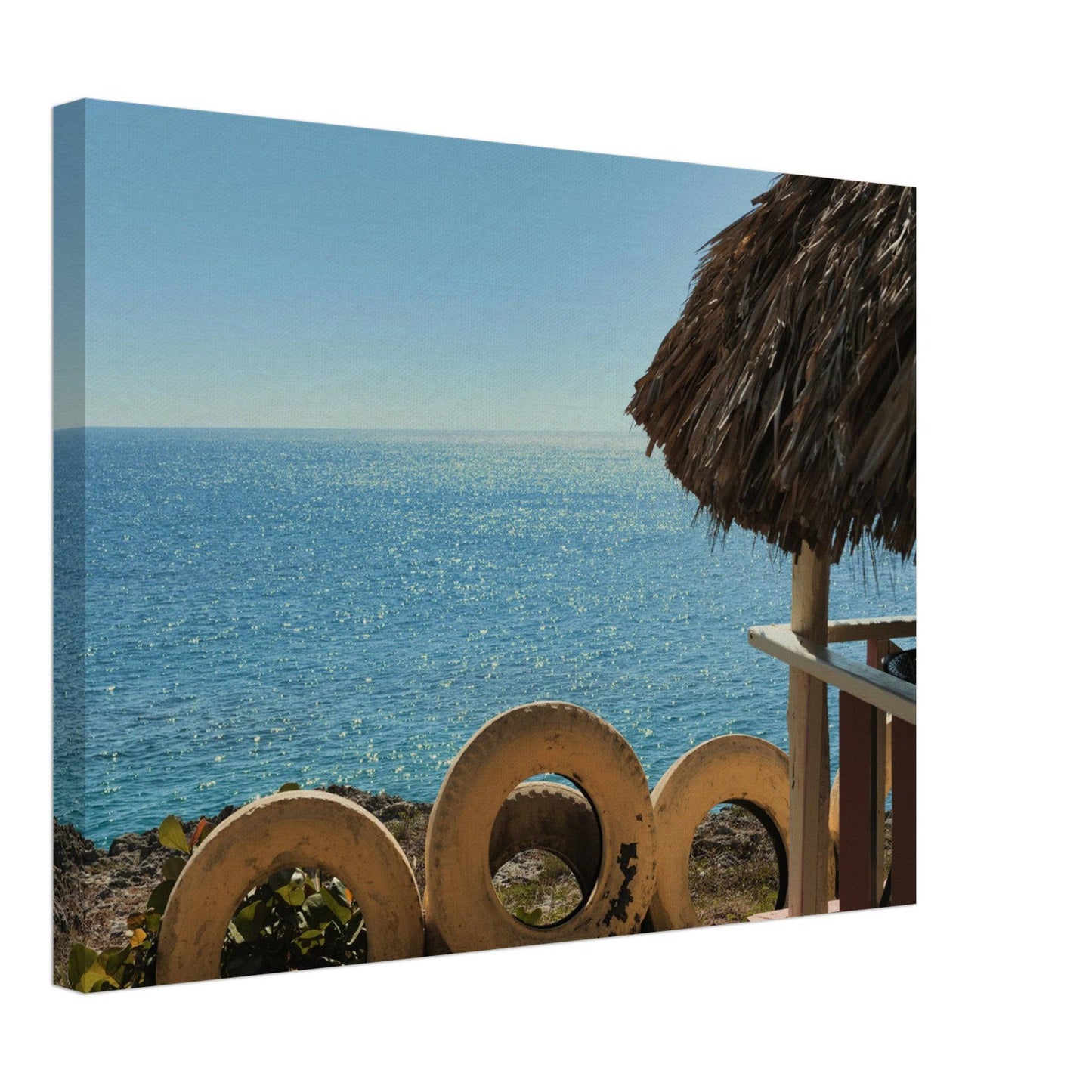 Beach and Tire Canvas Caribbean Wall Art Home Restaurant Office Decor - Pixio.Co