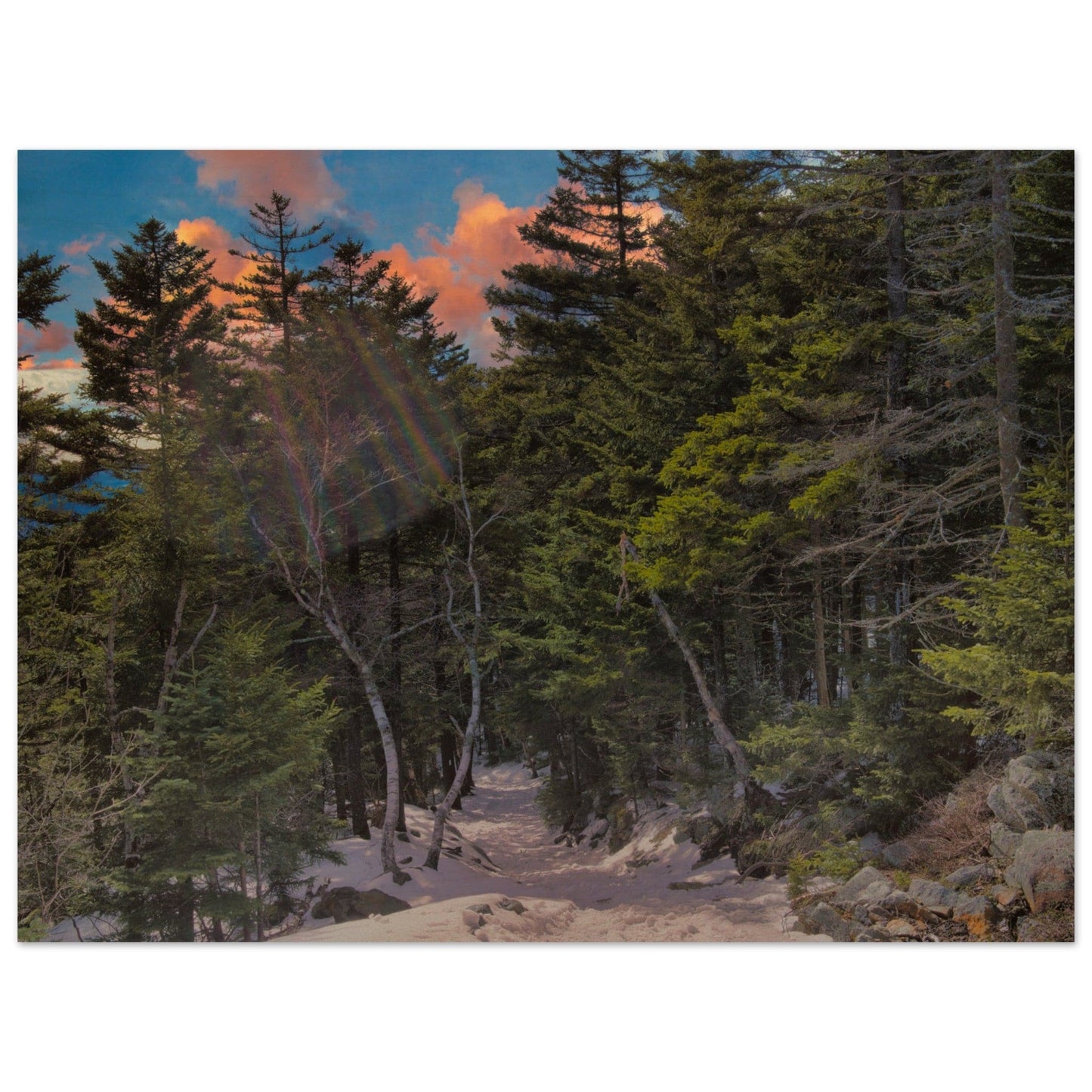 Sunset Americana Wood Print Relaxing Winter Mountain Wall Art Home Office Business Commercial Decor Pixio.Co - Pixio.Co