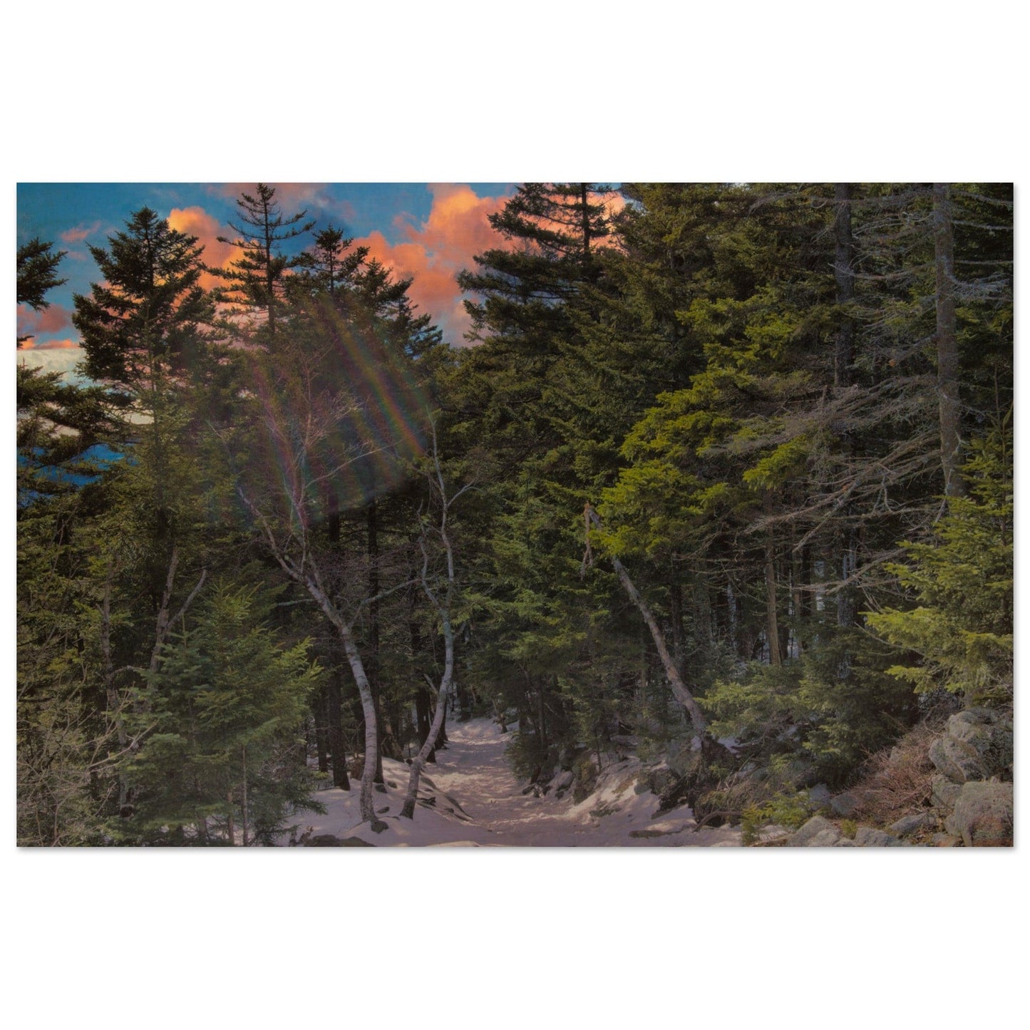Sunset Americana Wood Print Relaxing Winter Mountain Wall Art Home Office Business Commercial Decor Pixio.Co - Pixio.Co