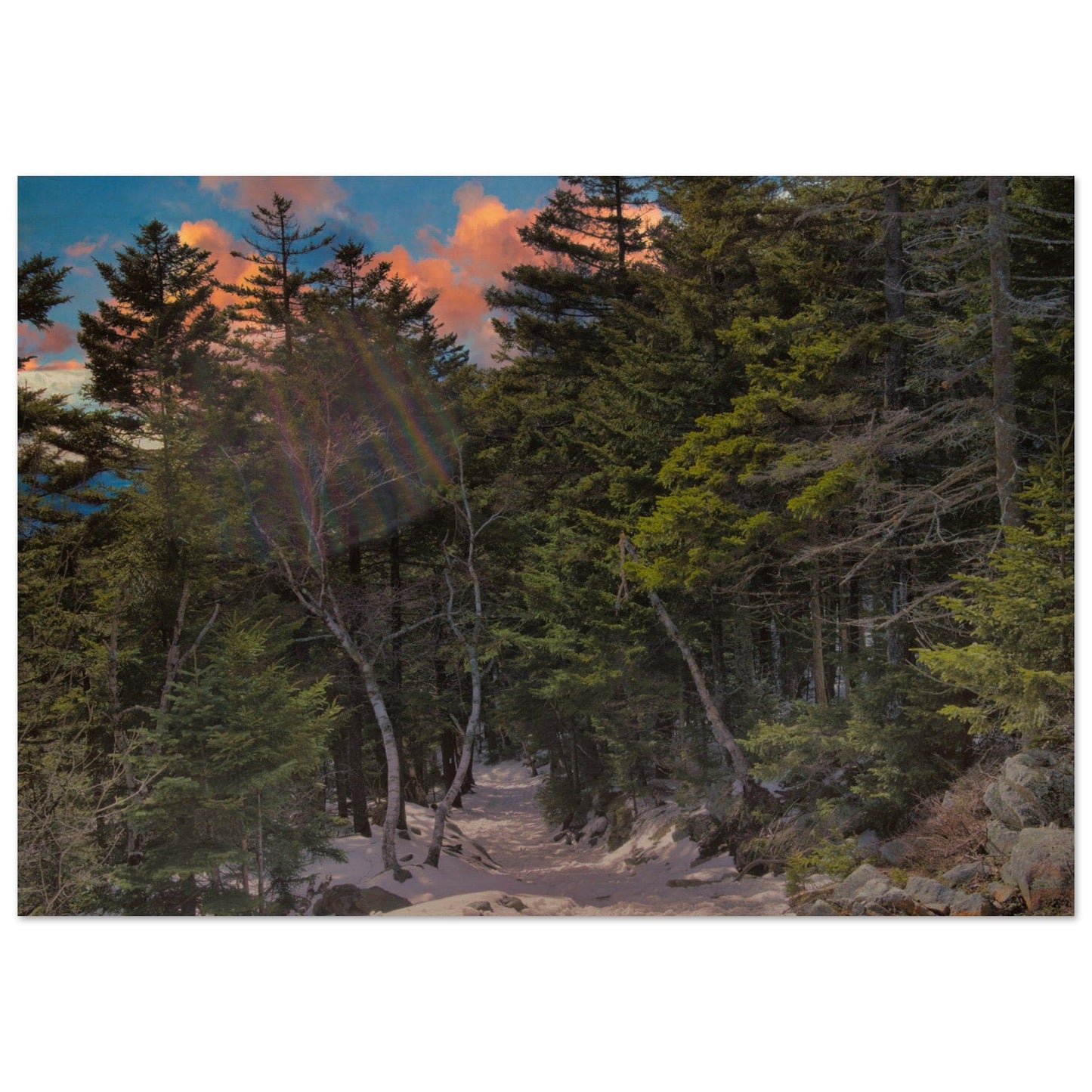 Sunset Americana Wood Print Relaxing Winter Mountain Wall Art Home Office Business Commercial Decor Pixio.Co - Pixio.Co