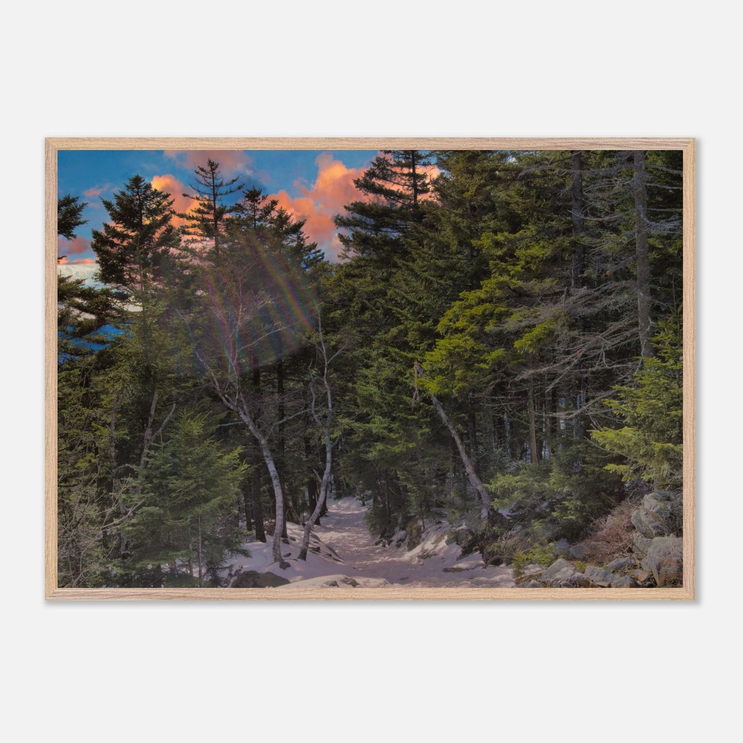 Sunset Americana Premium Matte Paper Wood Framed Relaxing Winter Mountain Wall Art Home Office Business Commercial Decor Pixio.Co - Pixio.Co