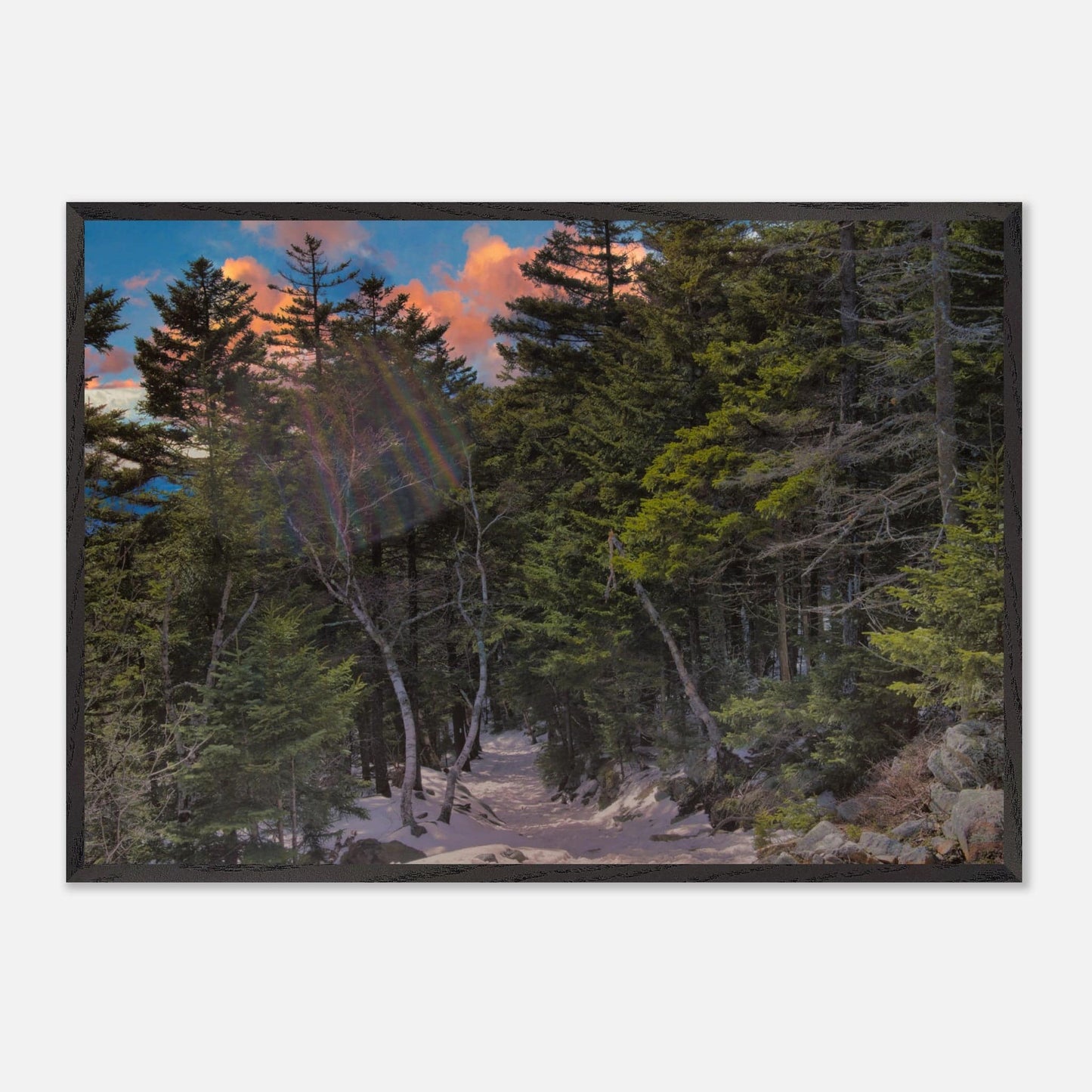 Sunset Americana Premium Matte Paper Wood Framed Relaxing Winter Mountain Wall Art Home Office Business Commercial Decor Pixio.Co - Pixio.Co