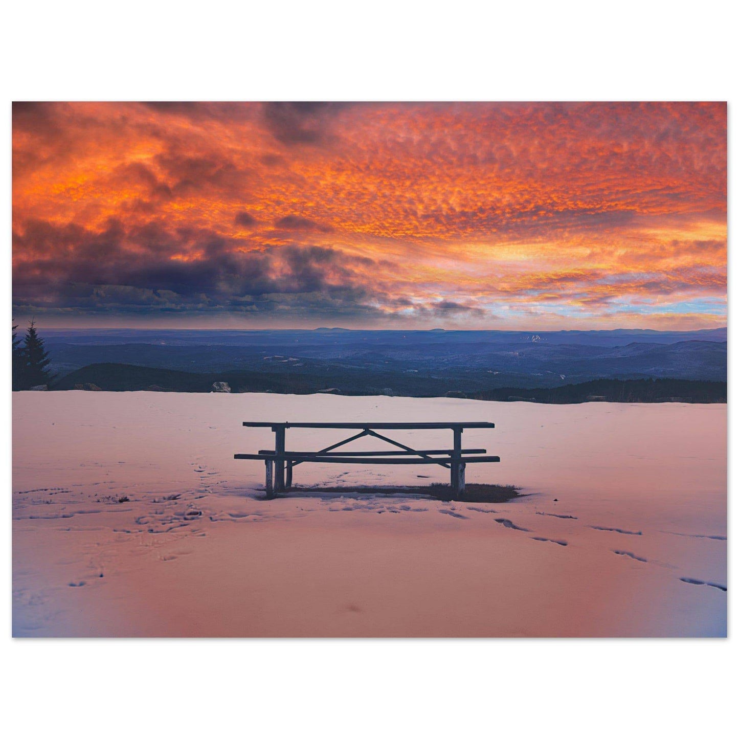 Snowy Mountain Sunset Classic Matte Paper Poster - Pixio.Co