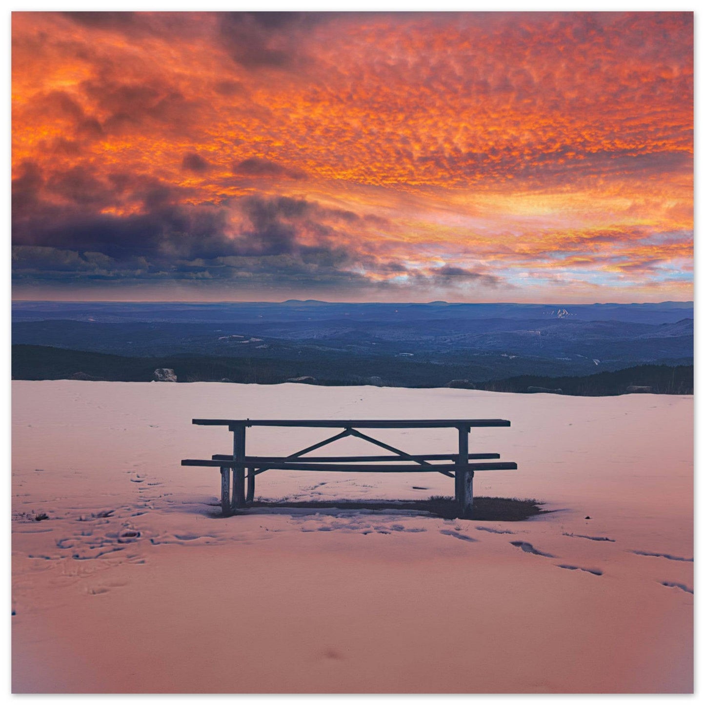 Snowy Mountain Sunset Classic Matte Paper Poster - Pixio.Co