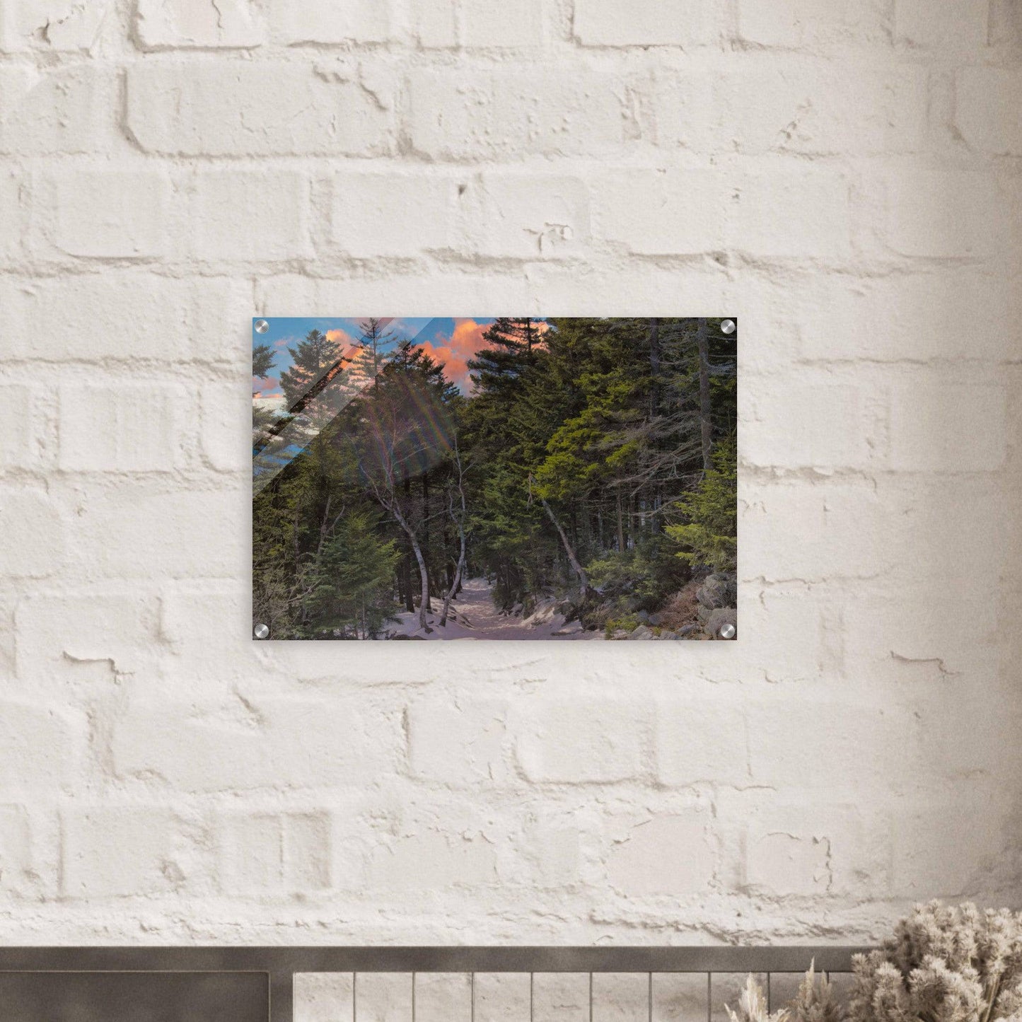 Sunset Americana Acrylic Print Relaxing Winter Mountain Wall Art Home Office Business Commercial Decor Pixio.Co - Pixio.Co
