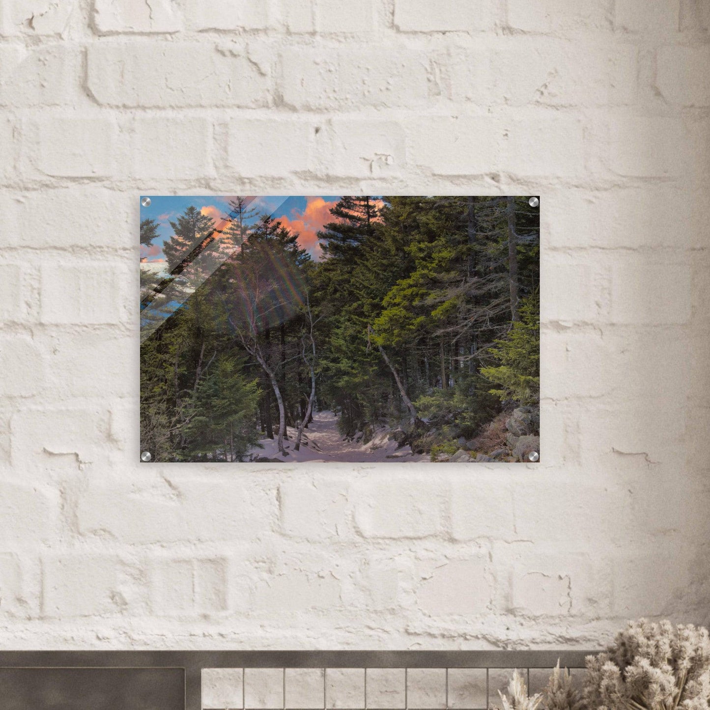 Sunset Americana Acrylic Print Relaxing Winter Mountain Wall Art Home Office Business Commercial Decor Pixio.Co - Pixio.Co