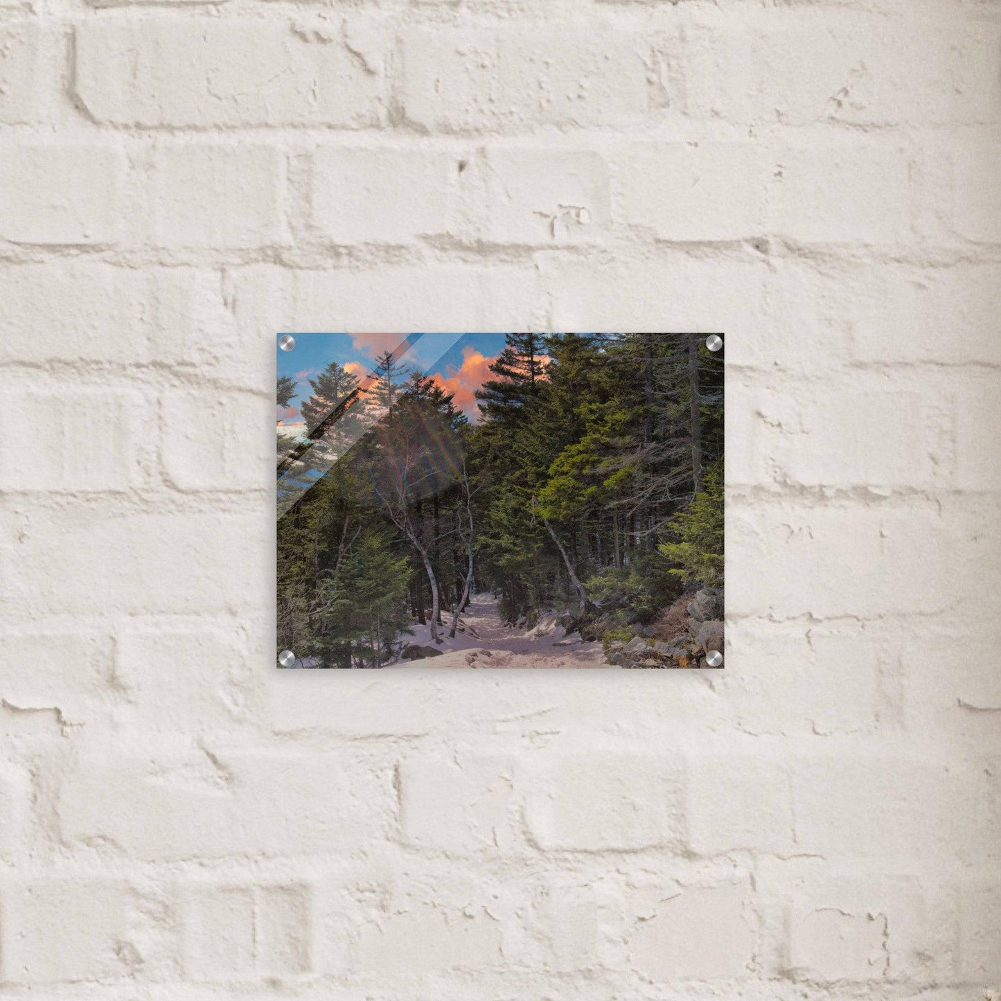 Sunset Americana Acrylic Print Relaxing Winter Mountain Wall Art Home Office Business Commercial Decor Pixio.Co - Pixio.Co