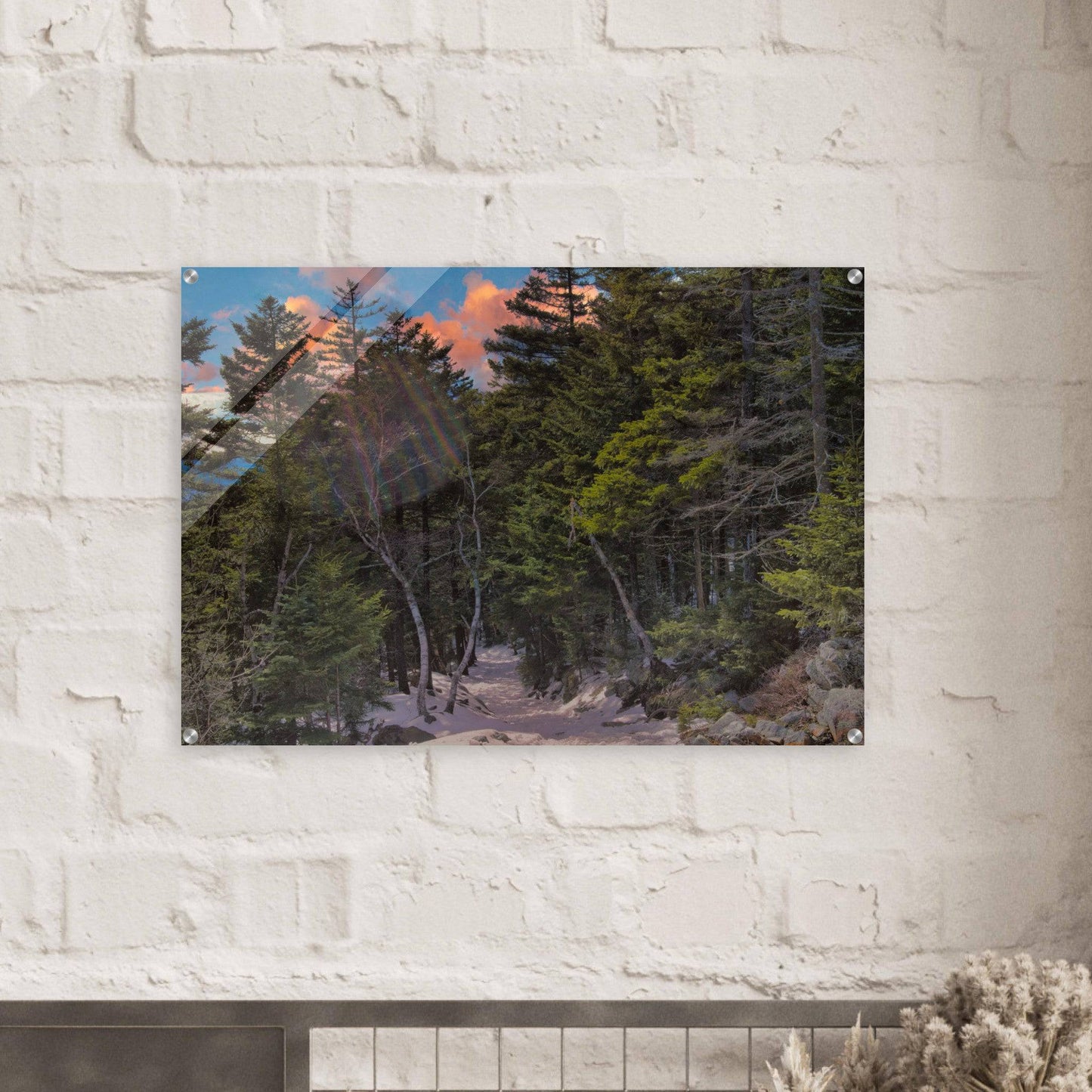 Sunset Americana Acrylic Print Relaxing Winter Mountain Wall Art Home Office Business Commercial Decor Pixio.Co - Pixio.Co