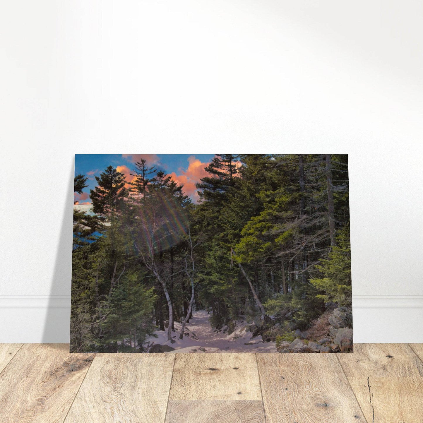 Sunset Americana Aluminum Print Relaxing Winter Mountain Wall Art Home Office Business Commercial Decor Pixio.Co - Pixio.Co