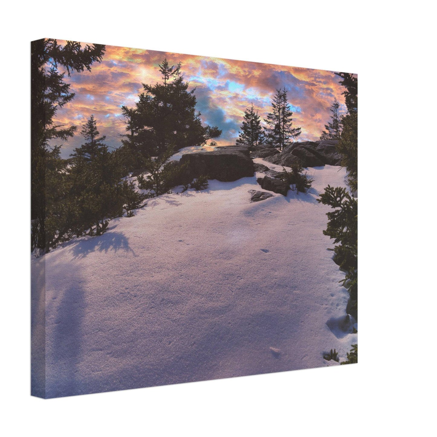 Snow & Sunrise Canvas Relaxing Winter Mountain Wall Art Home Office Business Commercial Decor Pixio.Co - Pixio.Co