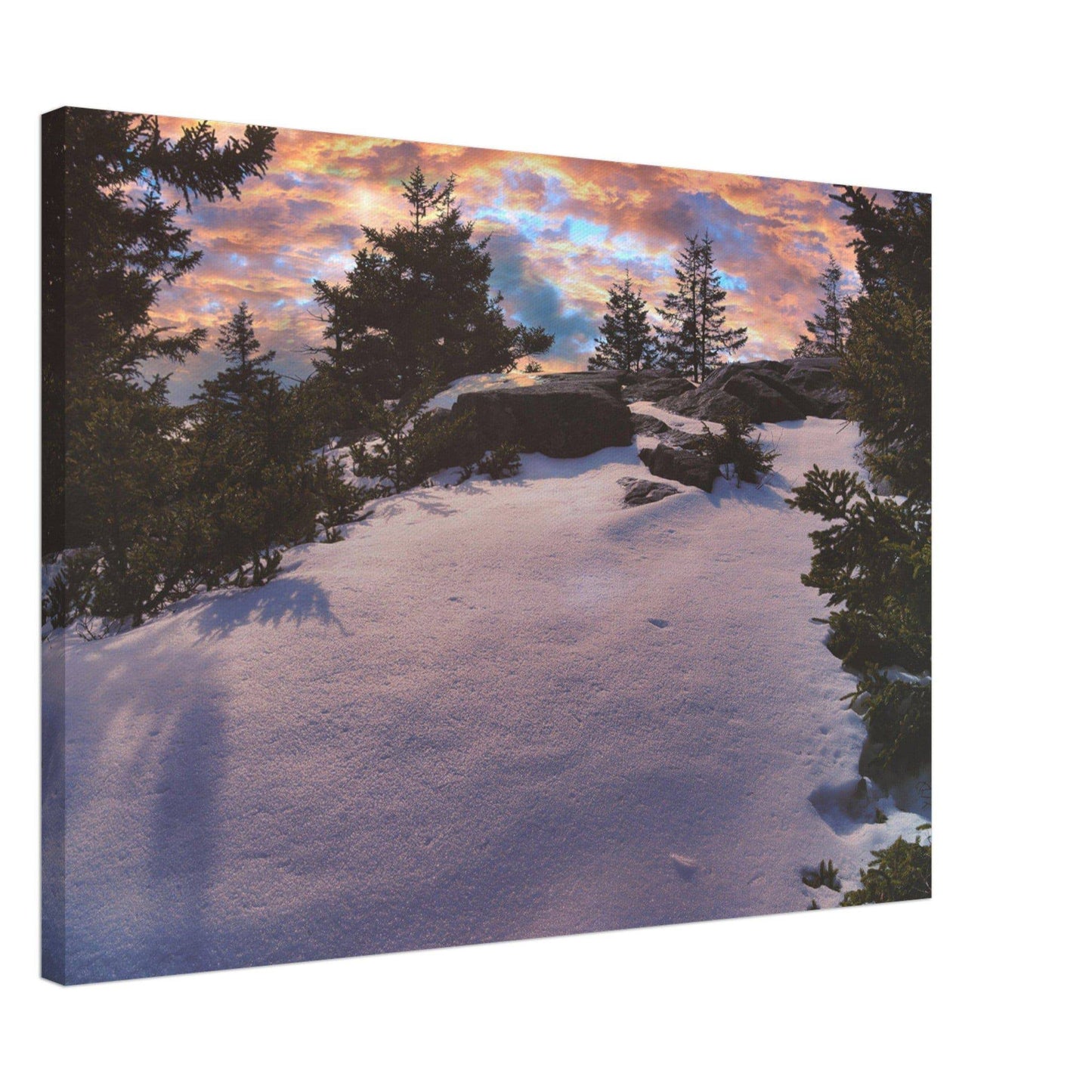 Snow & Sunrise Canvas Relaxing Winter Mountain Wall Art Home Office Business Commercial Decor Pixio.Co - Pixio.Co
