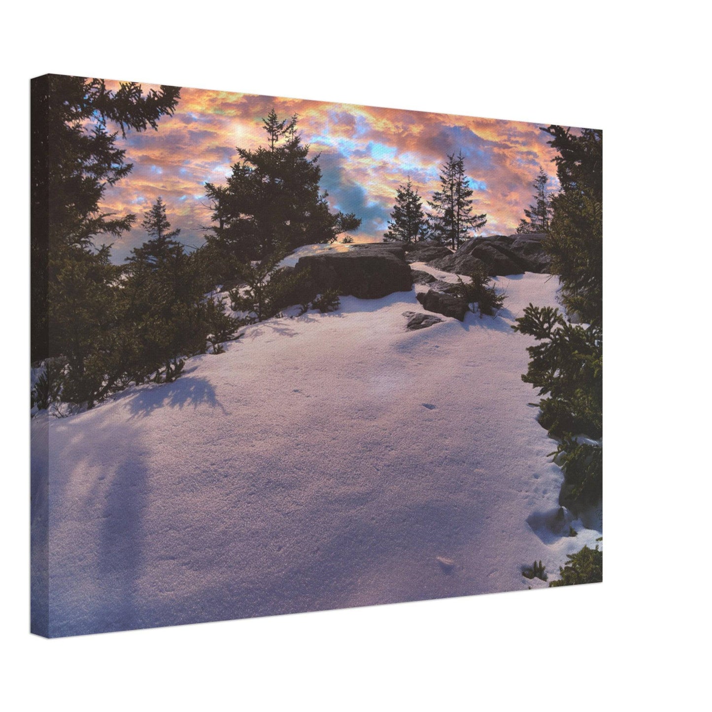 Snow & Sunrise Canvas Relaxing Winter Mountain Wall Art Home Office Business Commercial Decor Pixio.Co - Pixio.Co