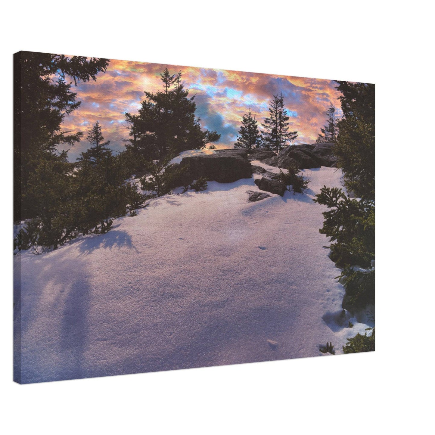 Snow & Sunrise Canvas Relaxing Winter Mountain Wall Art Home Office Business Commercial Decor Pixio.Co - Pixio.Co