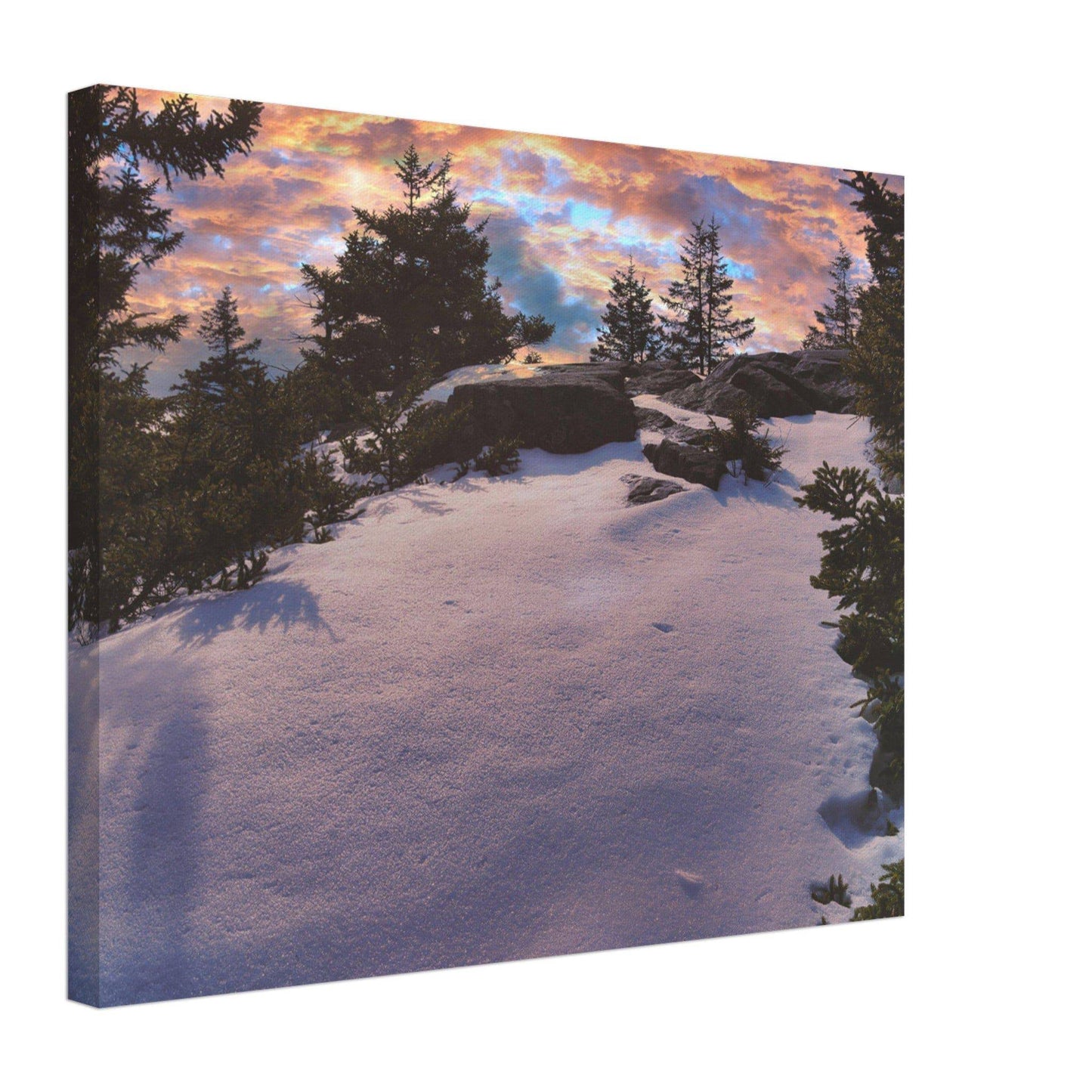 Snow & Sunrise Canvas Relaxing Winter Mountain Wall Art Home Office Business Commercial Decor Pixio.Co - Pixio.Co