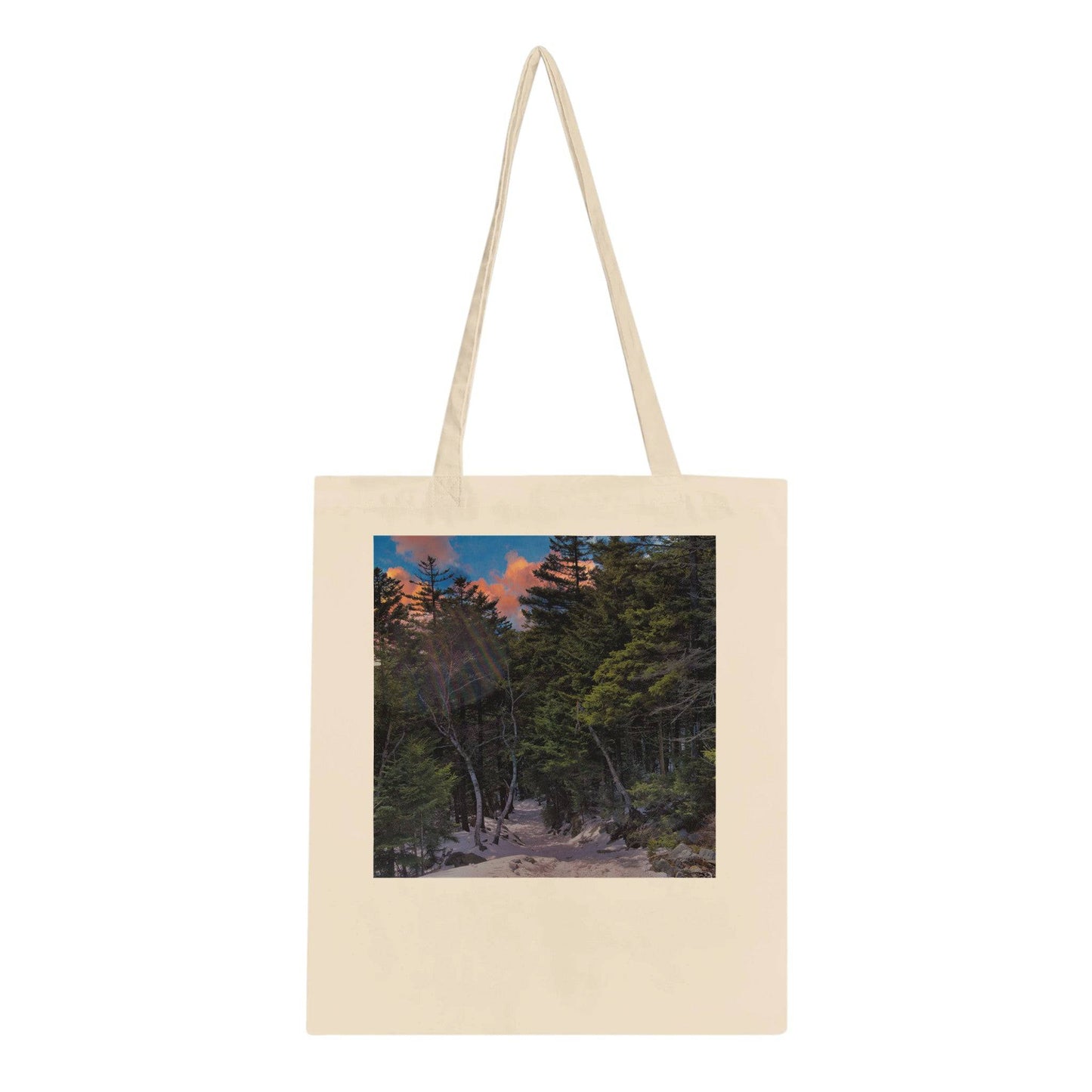 Sunset Americana Tote Bag Relaxing Winter Mountain Art Soft Eco Friendly Pixio.Co - Pixio.Co