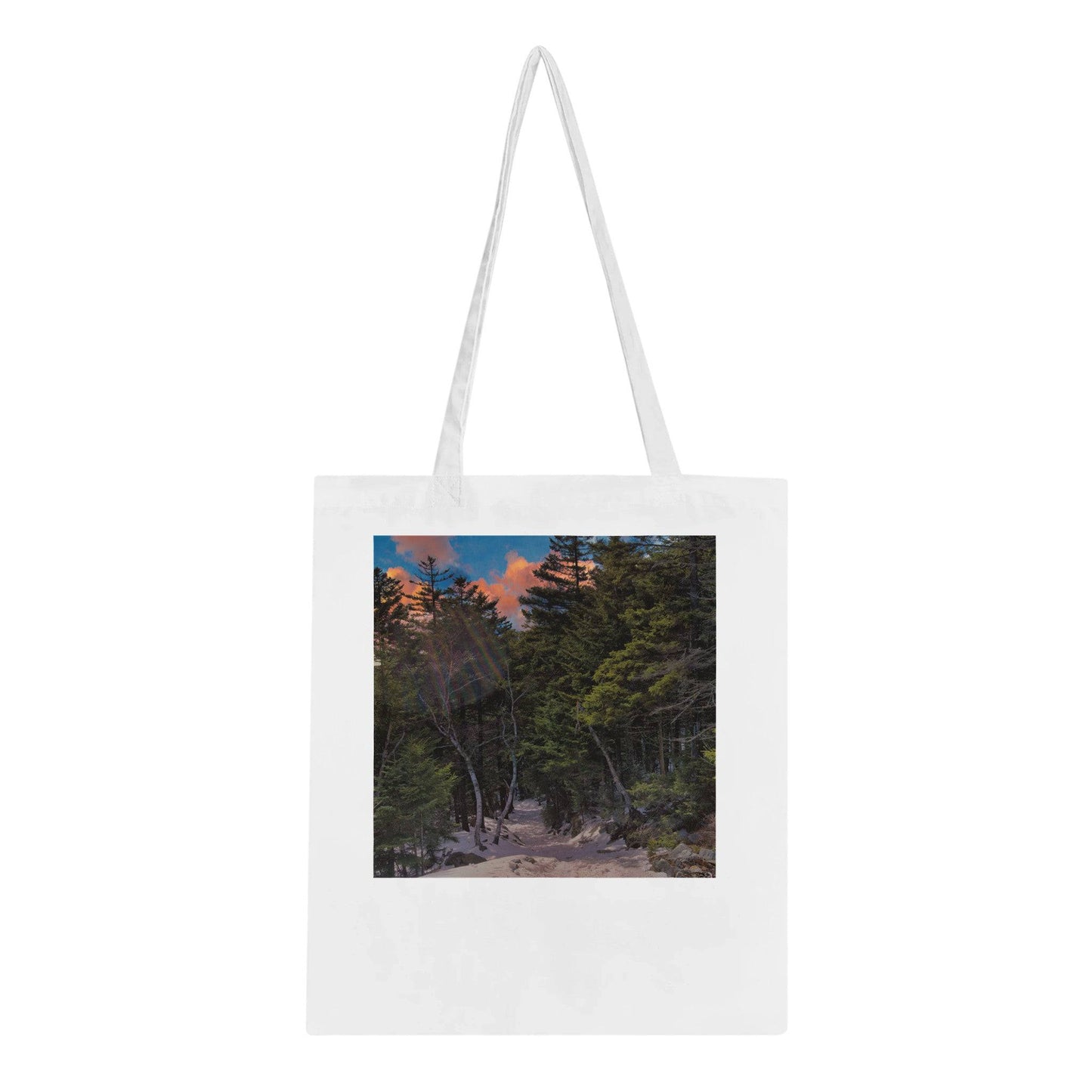 Sunset Americana Tote Bag Relaxing Winter Mountain Art Soft Eco Friendly Pixio.Co - Pixio.Co