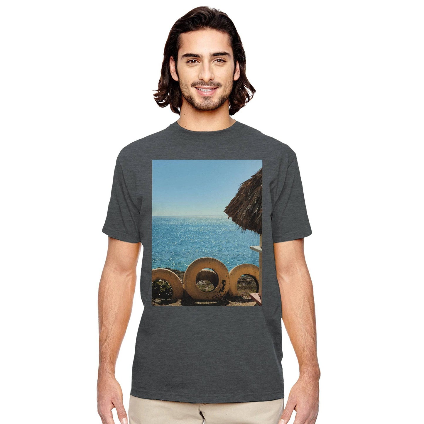 Beach and Tire Unisex Adult Crewneck T-Shirt Caribbean Tropical Eco Pixio.Co - Pixio.Co