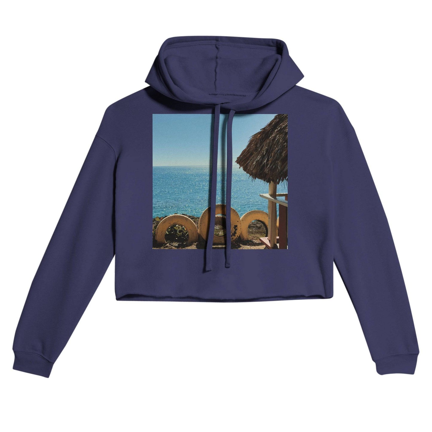 Beach and Tire Women's Cropped Hoodie Relaxing Caribbean Eco Clothing Tops Pixio.Co - Pixio.Co