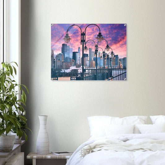 NYC Lights Acrylic Frame New York City Wall Art Home Office Business Commercial Decor Pixio.Co - Pixio.Co