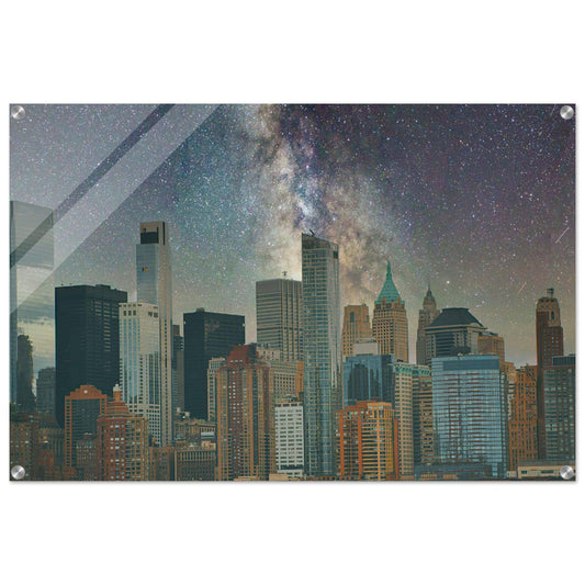 NYC Midnight Galaxy Acrylic Print New York City Wall Art Home Office Business Commercial Decor Pixio.Co - Pixio.Co