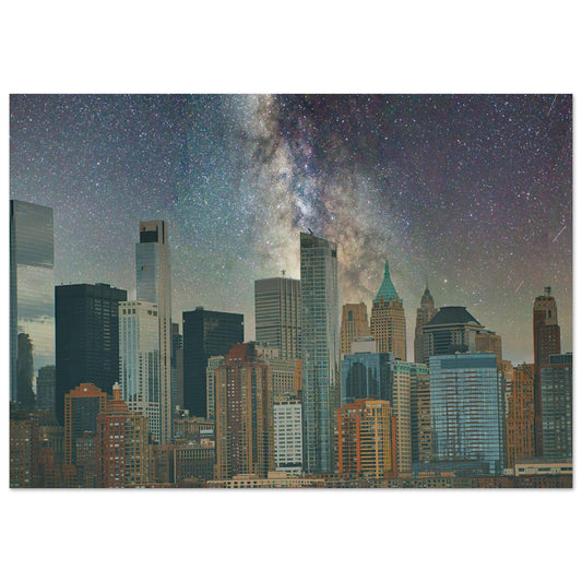 NYC Midnight Galaxy Aluminum Print New York City Wall Art Home Office Business Commercial Decor Pixio.Co - Pixio.Co