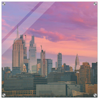 NYC Pink Skyline Acrylic Print New York City Wall Art Home Office Business Commercial Decor Pixio.Co - Pixio.Co